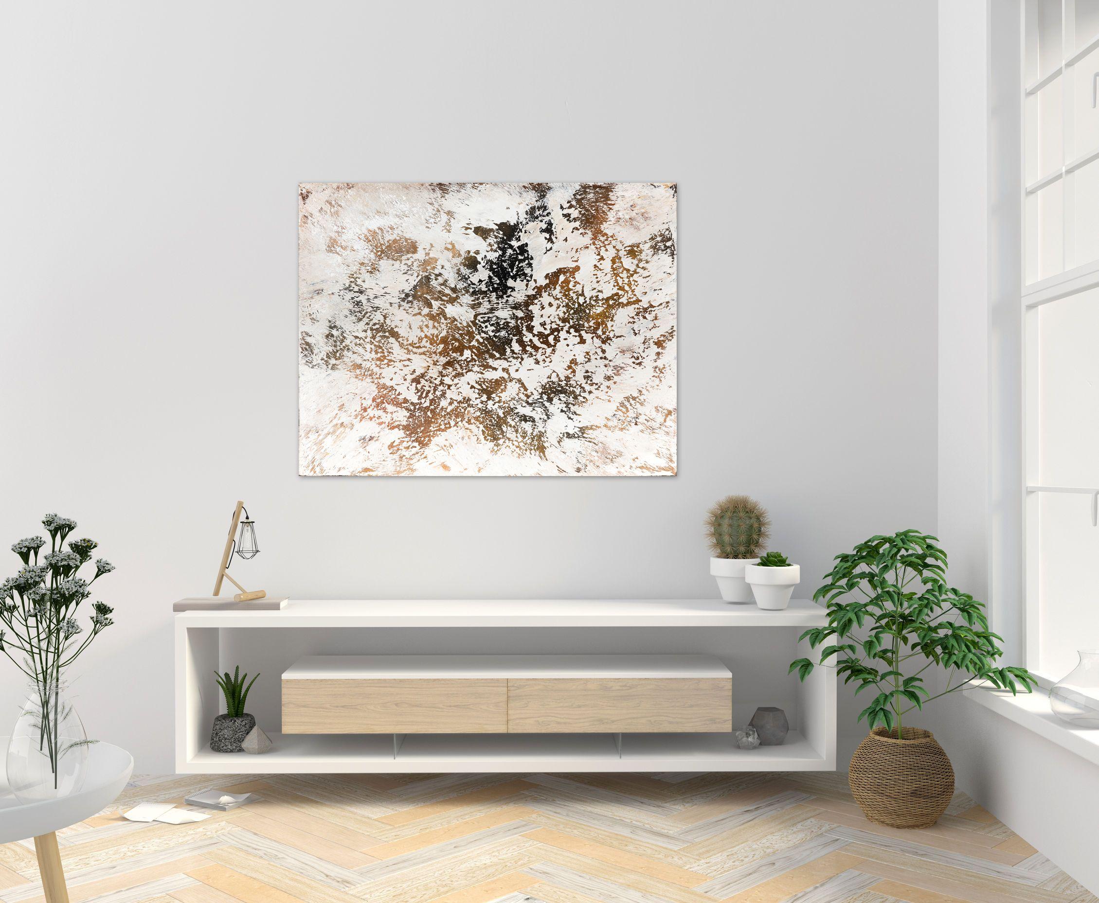 Quadro astratto marrone DK663, Pittura, Acrilico su tela - Abstract Painting Beige di Radek Smach