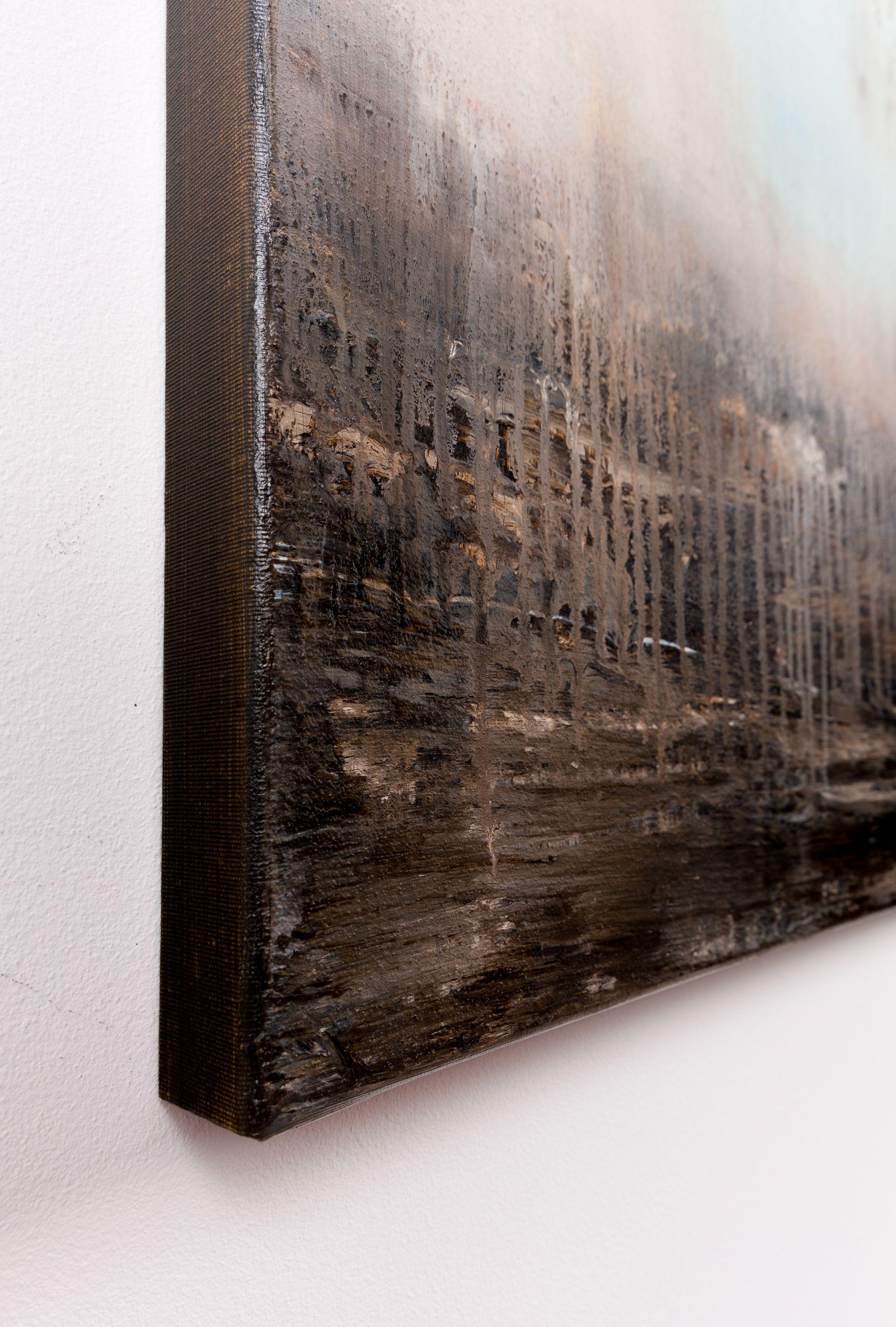 Pittura astratta marrone FL657, Pittura, Acrilico su tela - Abstract Painting Grigio di Radek Smach