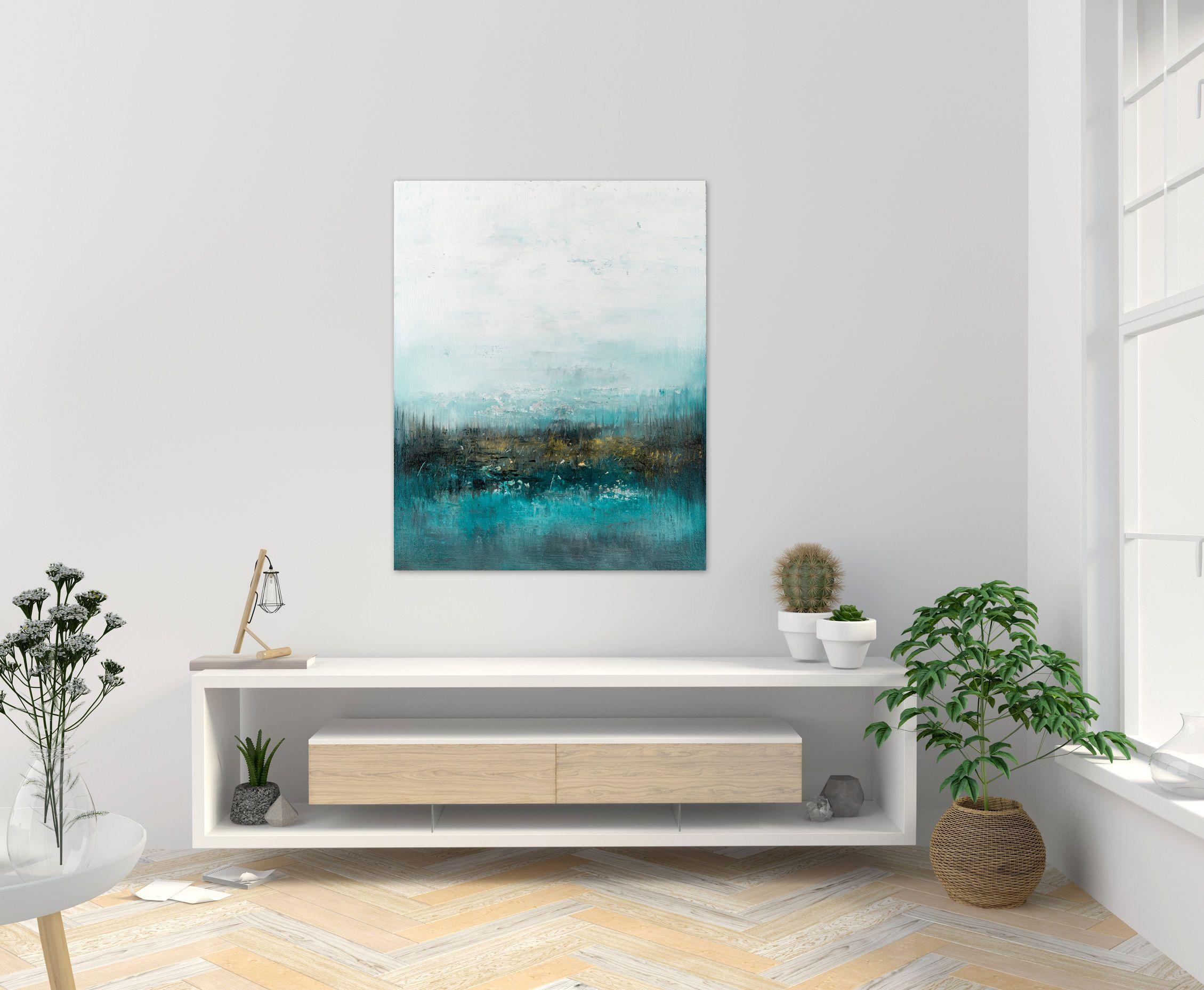 Quadro astratto Emerald SA765, Pittura, Acrilico su tela - Abstract Painting Grigio di Radek Smach