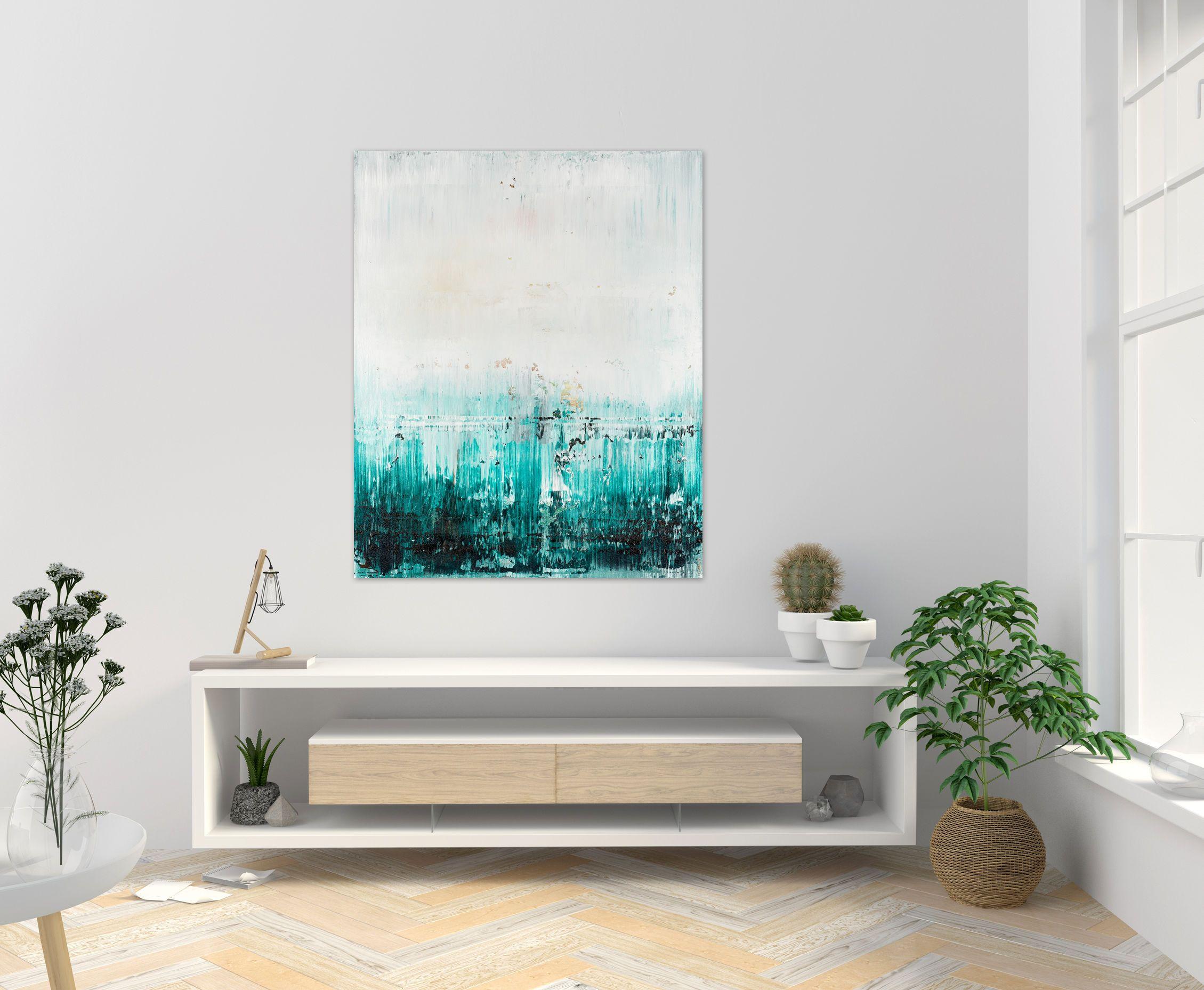 Quadro astratto Emerald UT417, Pittura, Acrilico su tela - Abstract Painting Grigio di Radek Smach