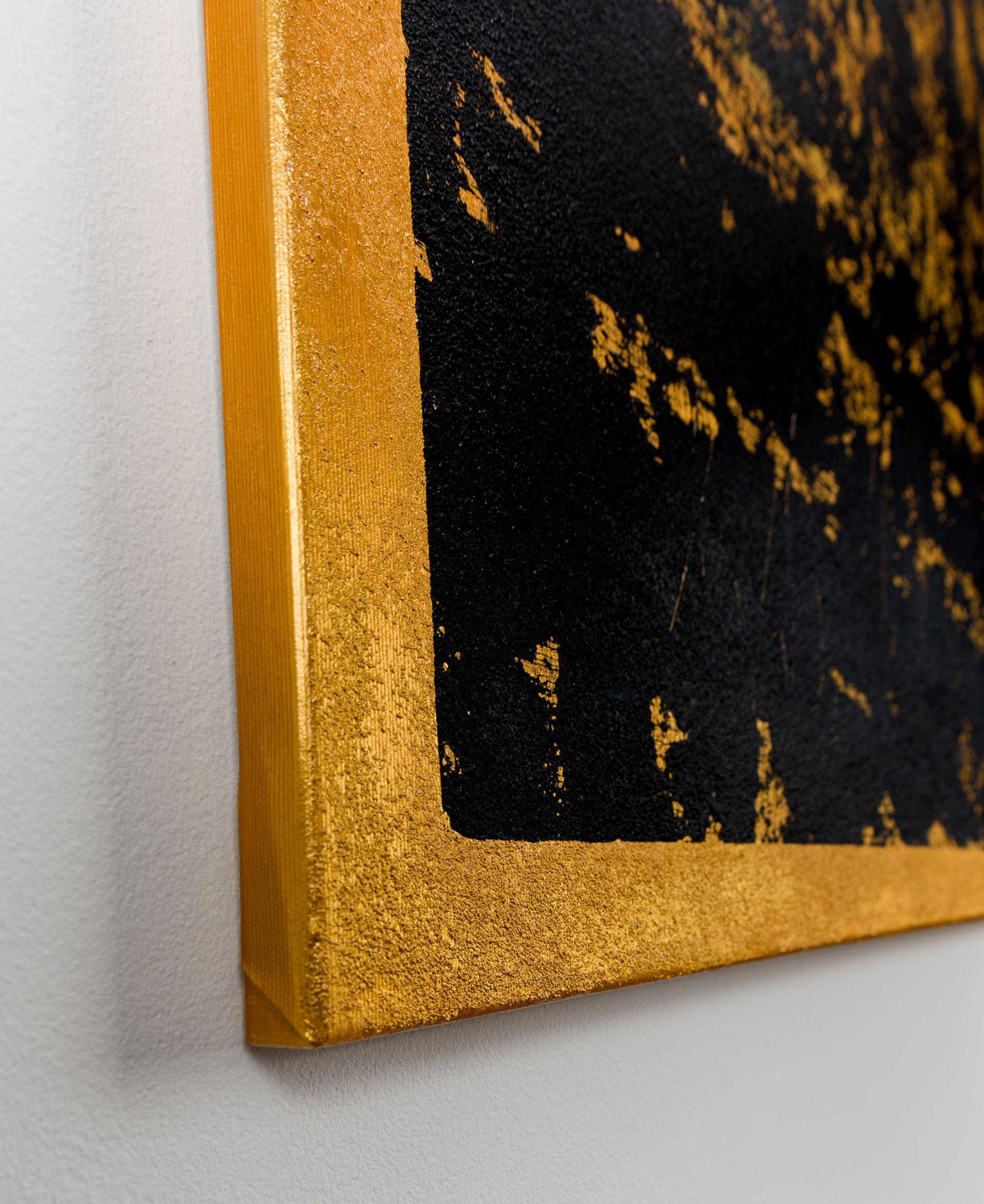 Quadro astratto oro BJ262, Pittura, Acrilico su tela - Abstract Painting Nero di Radek Smach