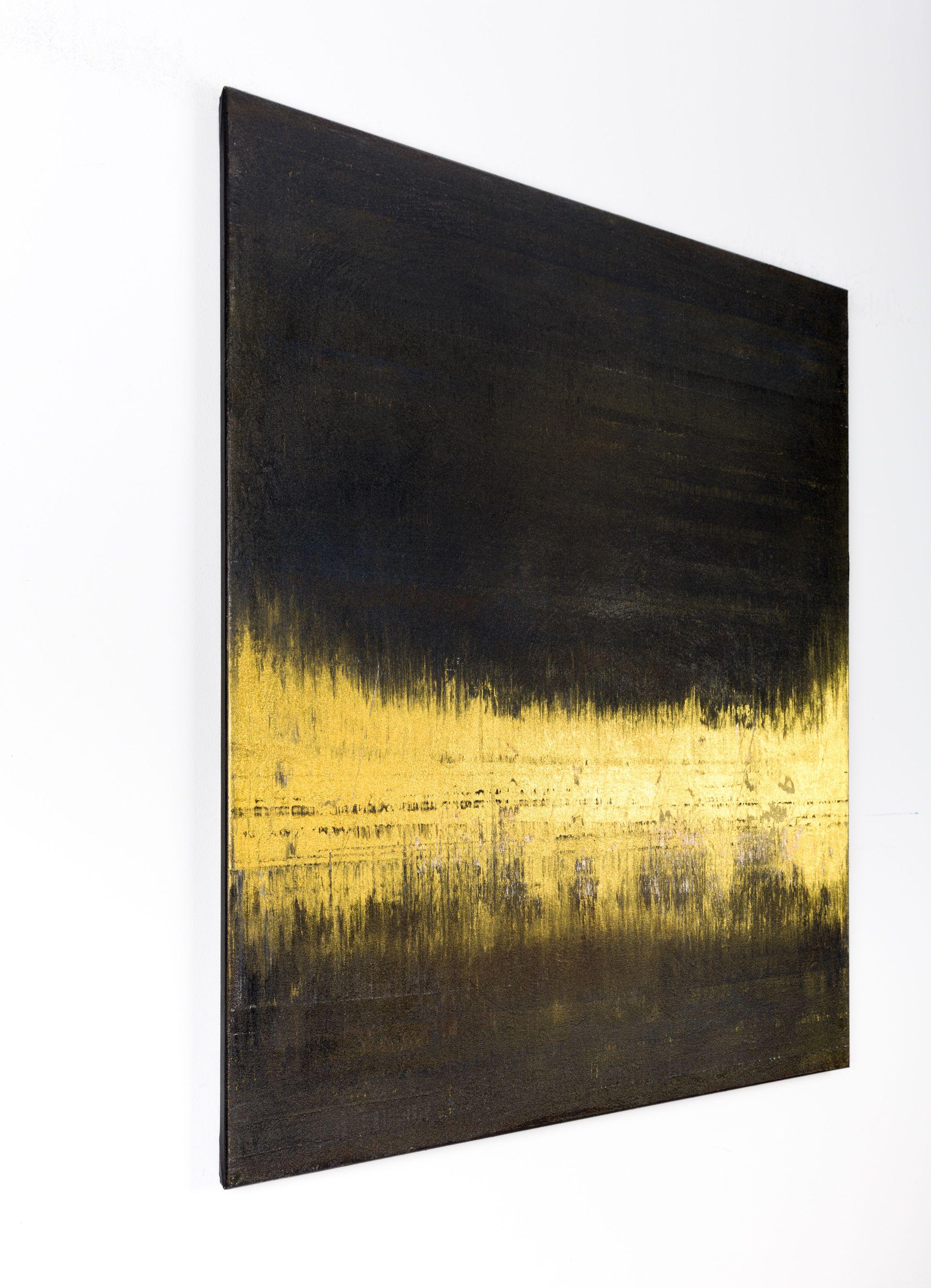 Cuadro abstracto dorado GB416, Pintura, Acrílico sobre lienzo - Painting Abstracto de Radek Smach