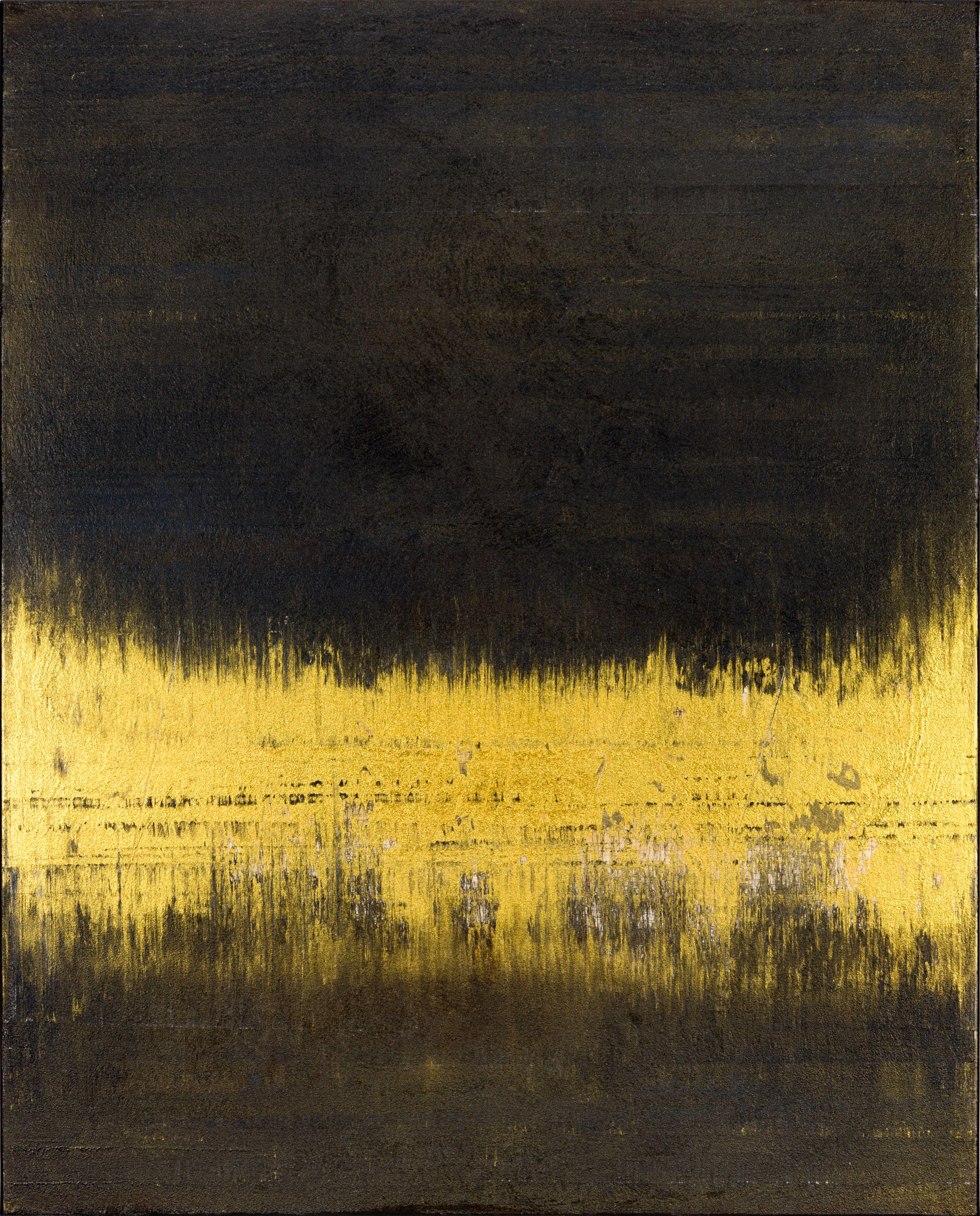 Abstract Painting de Radek Smach - Cuadro abstracto dorado GB416, Pintura, Acrílico sobre lienzo