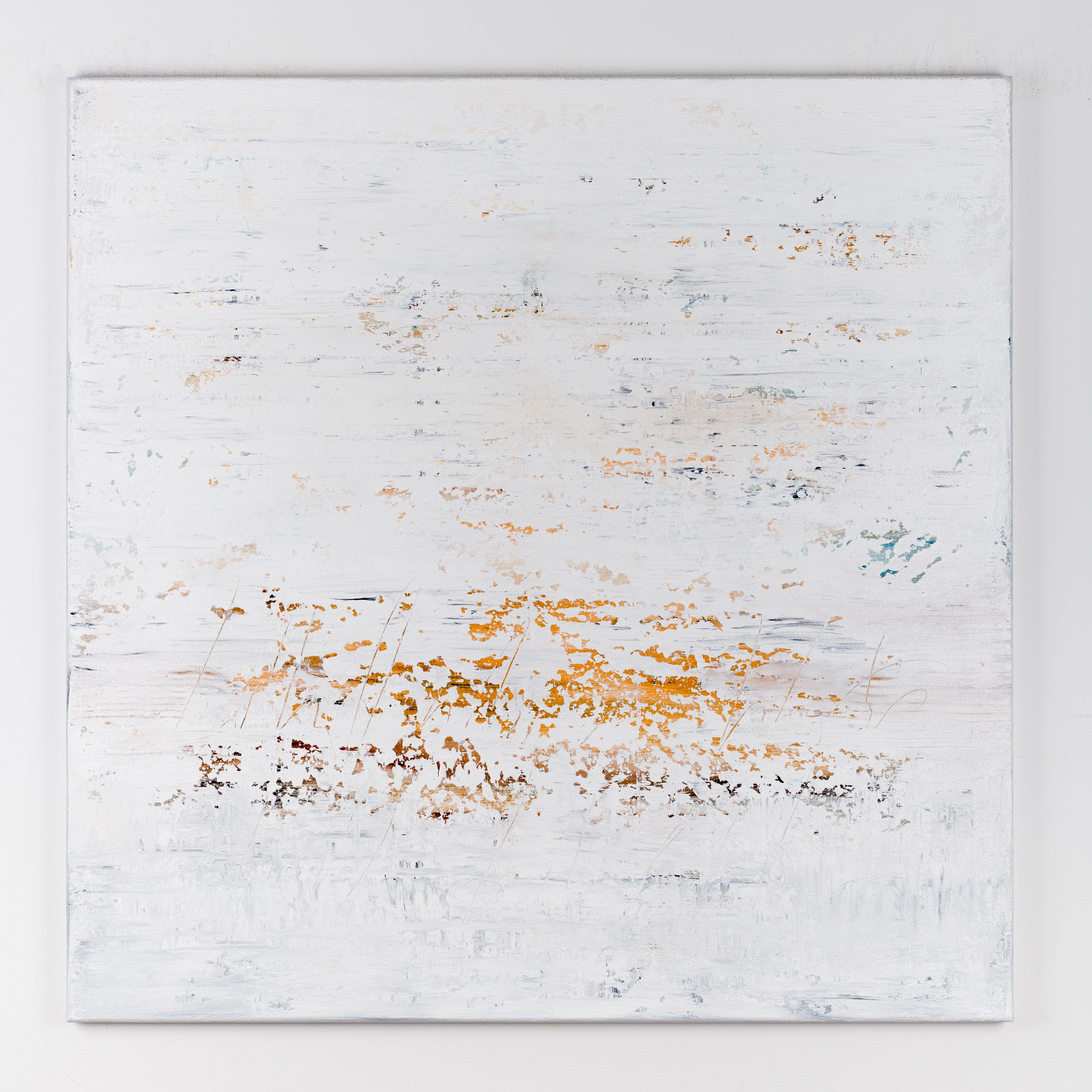 White abstract painting GW145, Painting, Acrylic on Canvas - Gray Abstract Painting by Radek Smach
