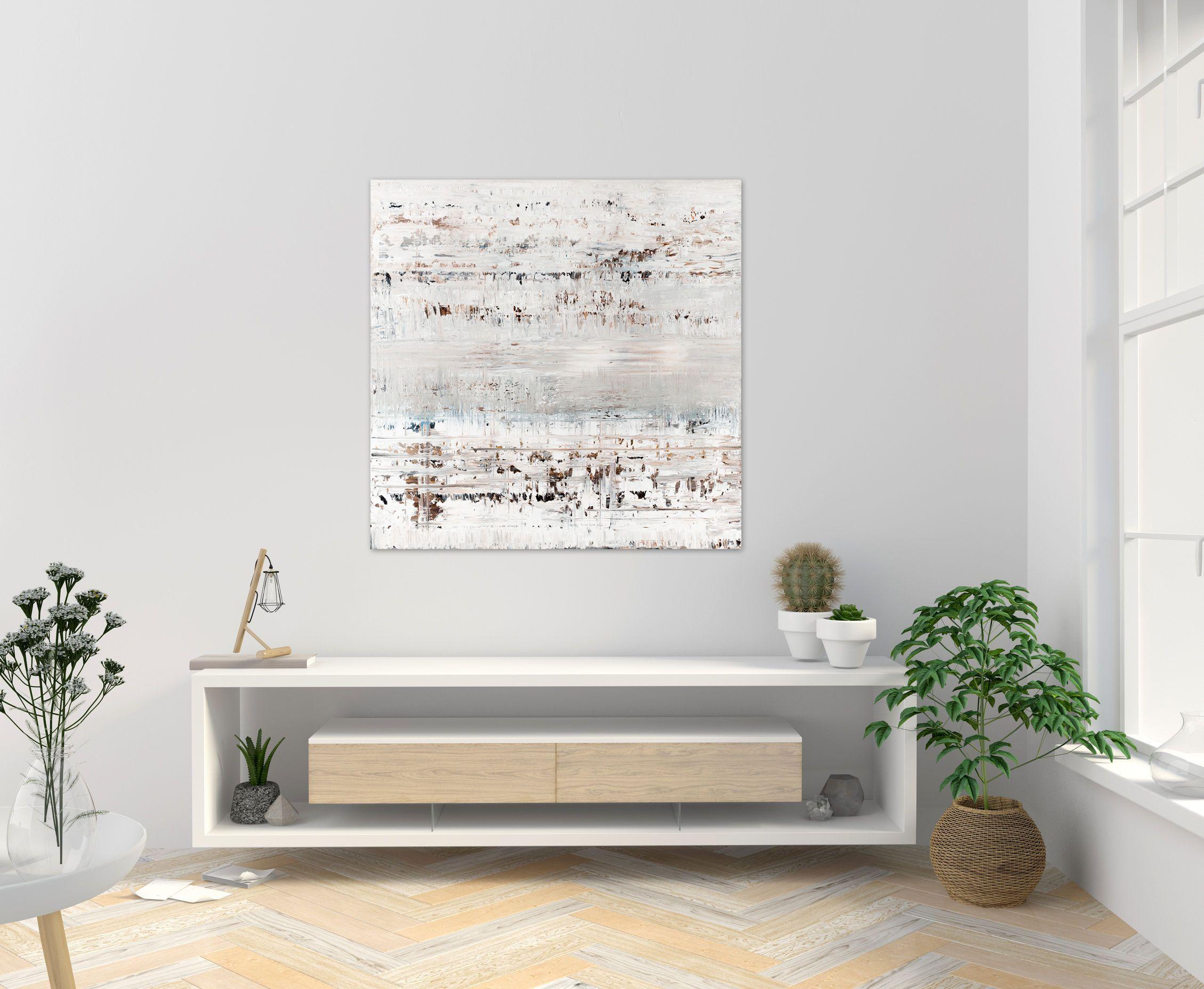 White abstract painting LD314, Painting, Acrylic on Canvas 2