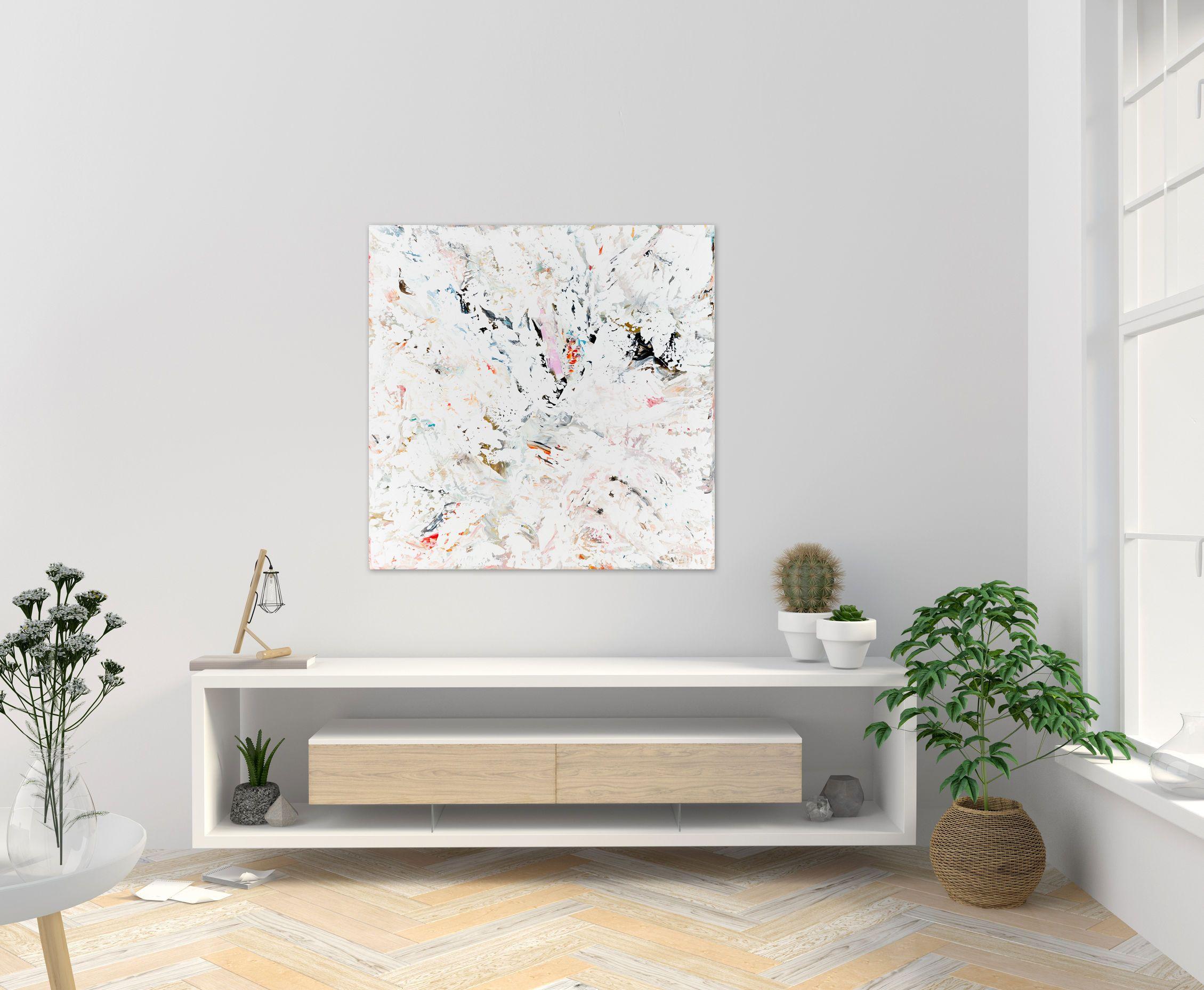 White abstract painting SJ411, Painting, Acrylic on Canvas 1
