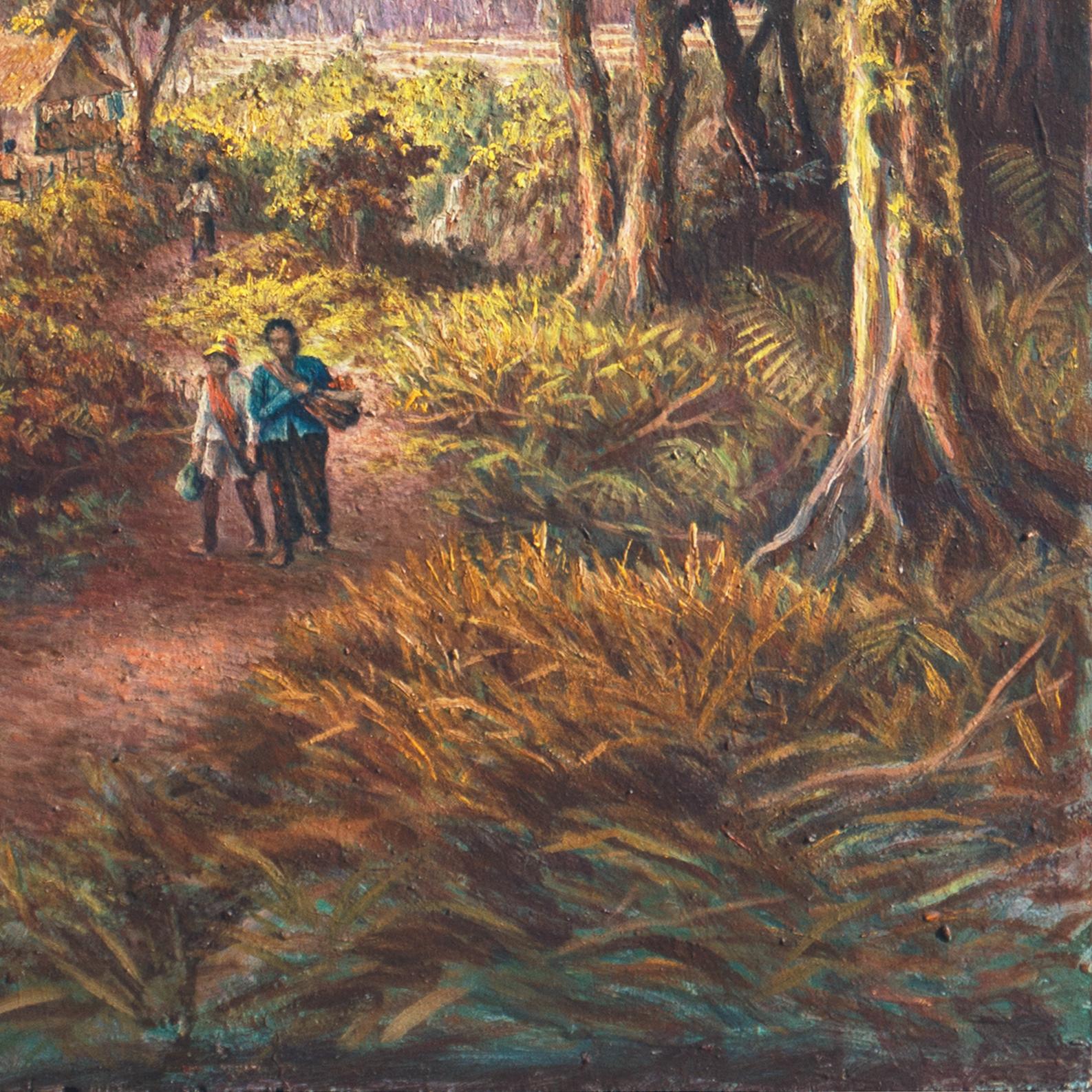 'Indonesian Landscape', Mooi Indië, Javanese, Djakarta - Realist Painting by Raden Soekardji