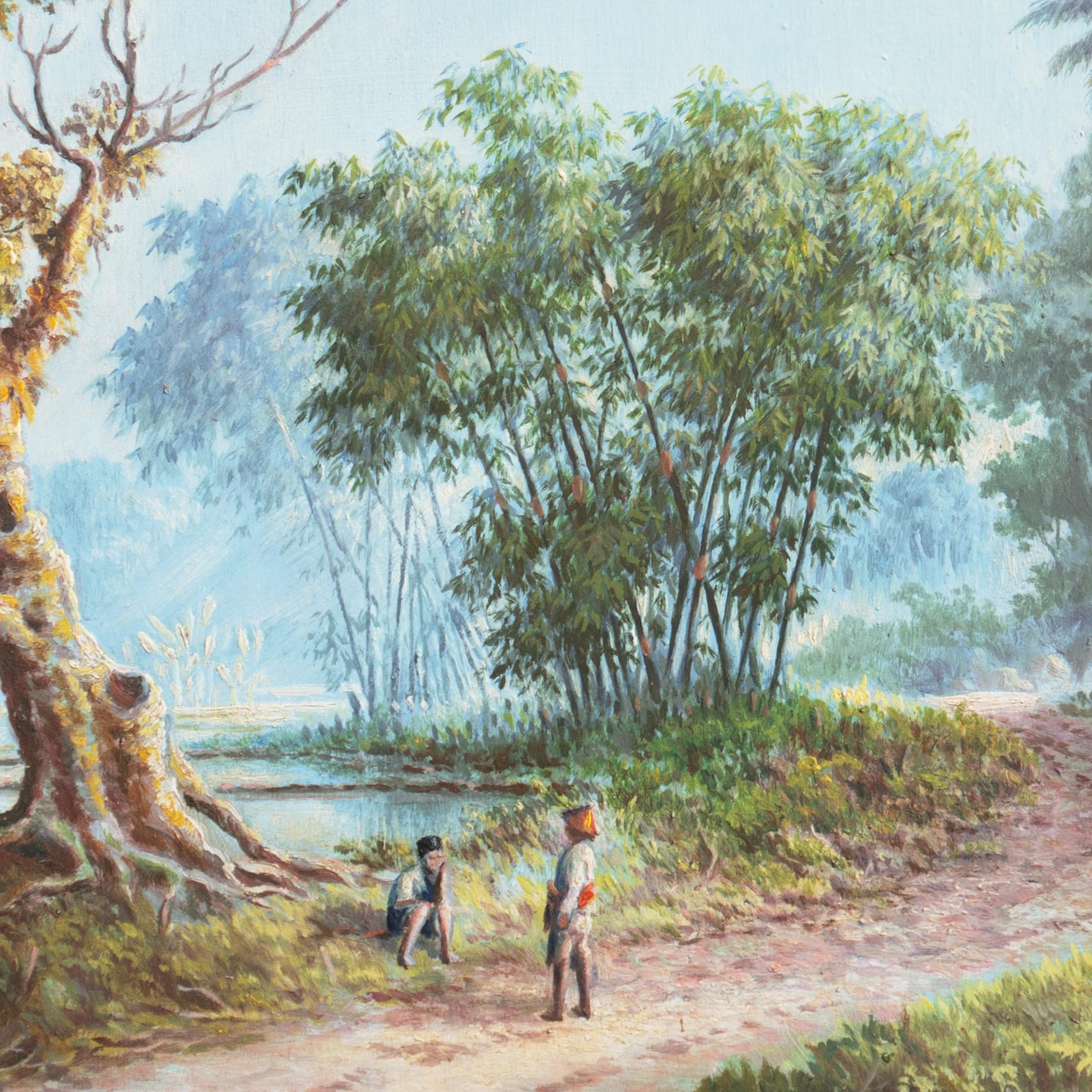 'Indonesian Landscape', Mooi Indië, Javanese, Djakarta, RMS Otranto - Realist Painting by Raden Soekardji