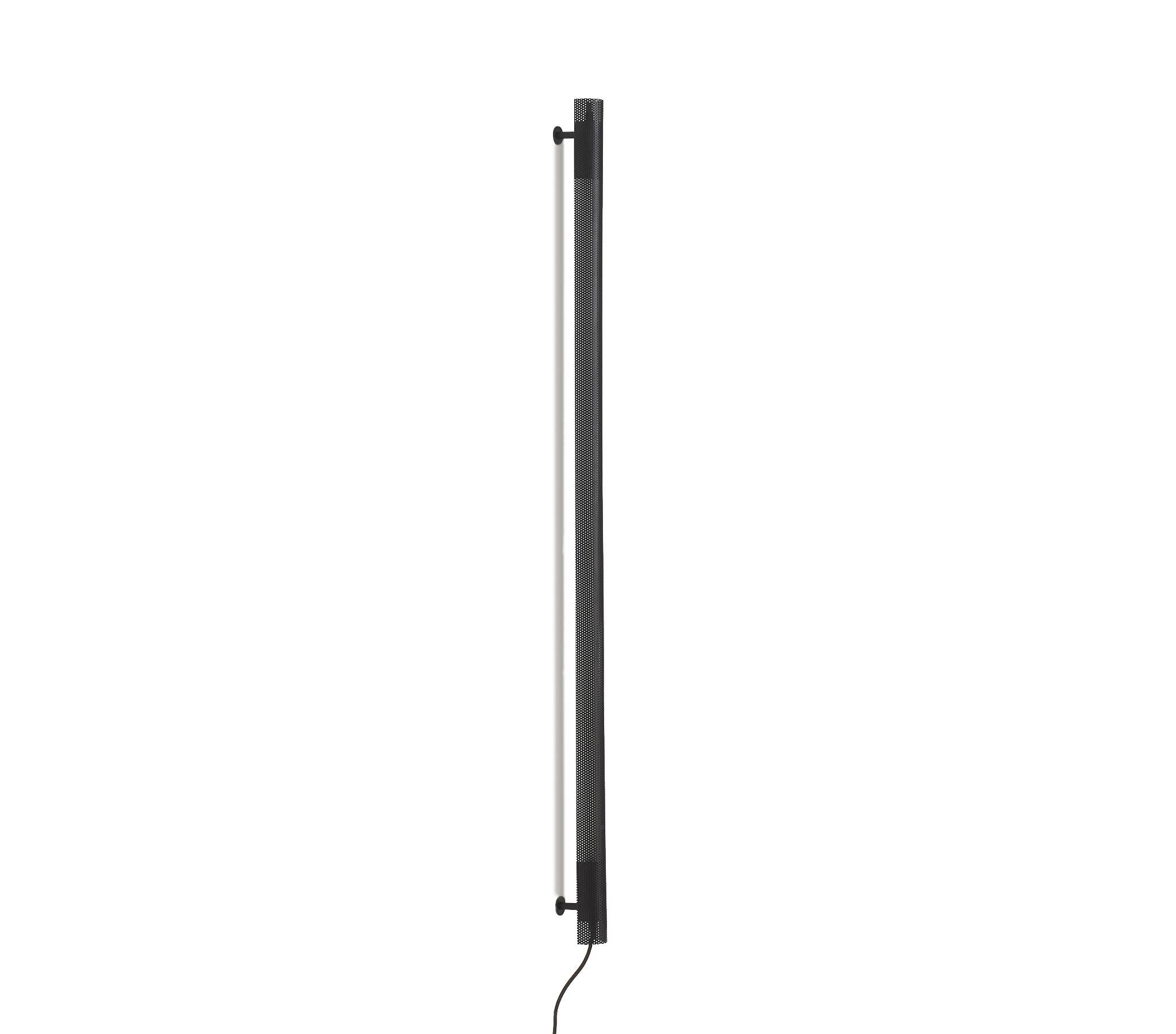 Radent wall lamp is based on a standard LED light and is a slim radiant linear wall lamp. The radent wall lamp is available in two sizes with a black, white or brass finish.