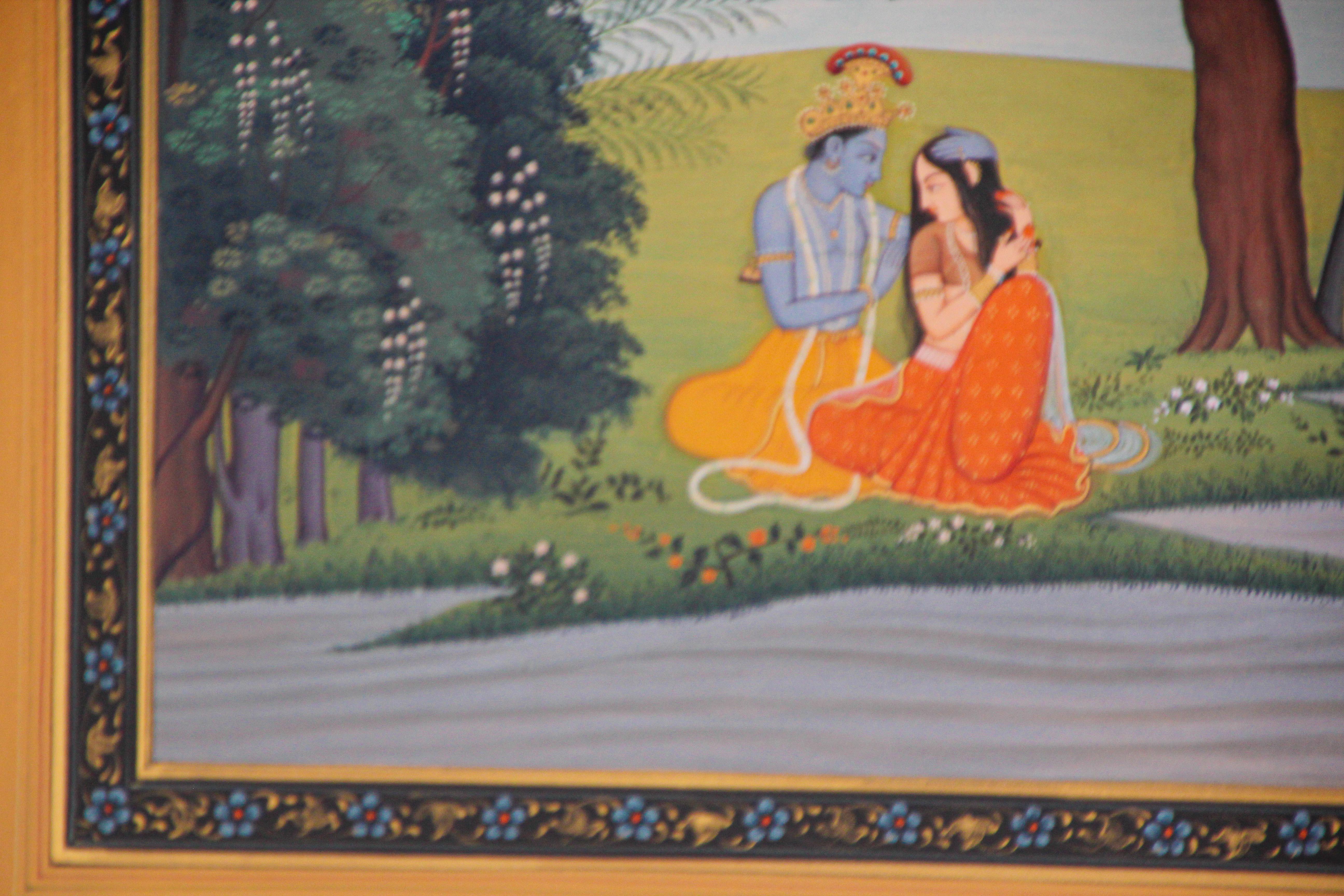 Paper Radha and Krishna Framed Painting