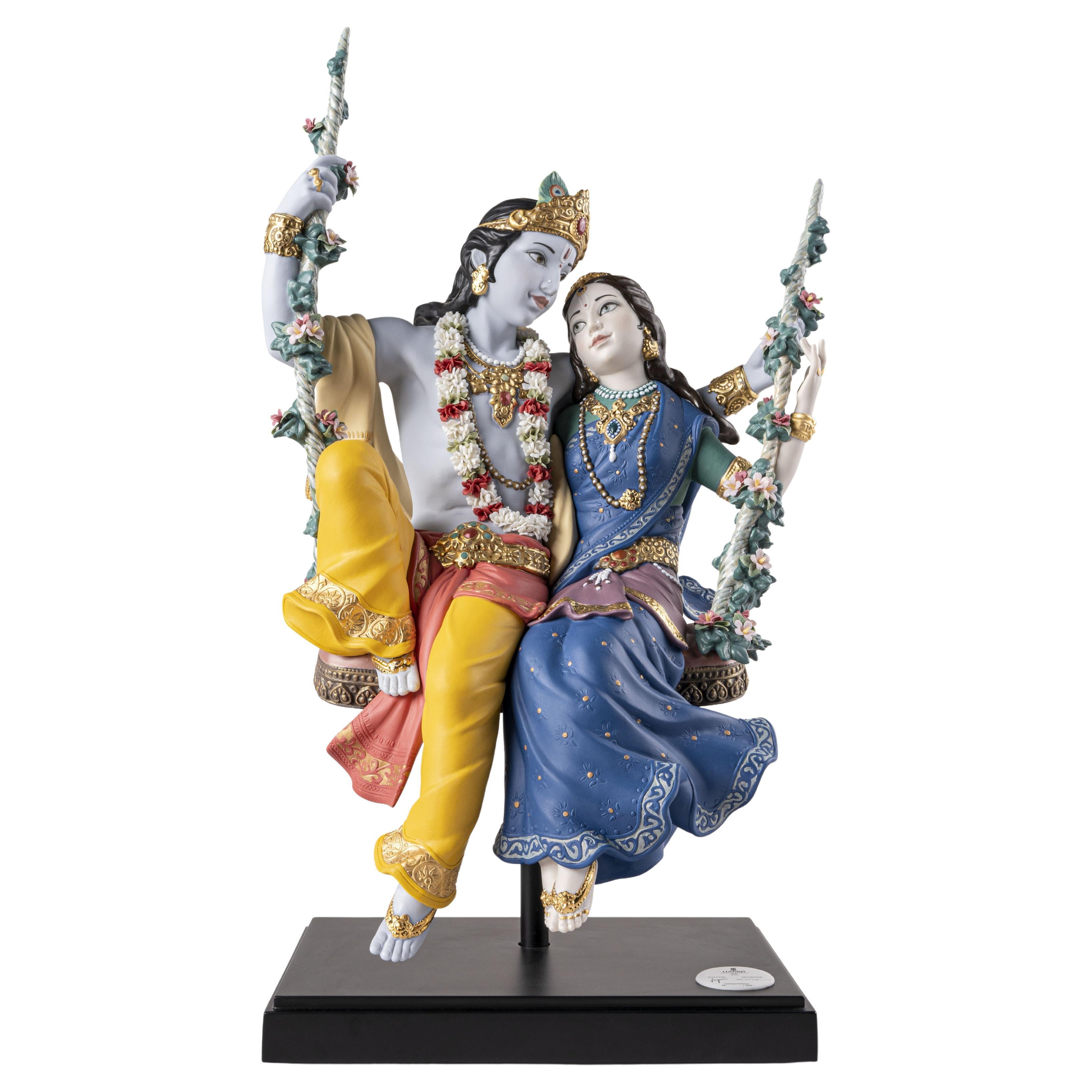 Radha Krishna on a Swing Sculpture. Limited Edition For Sale