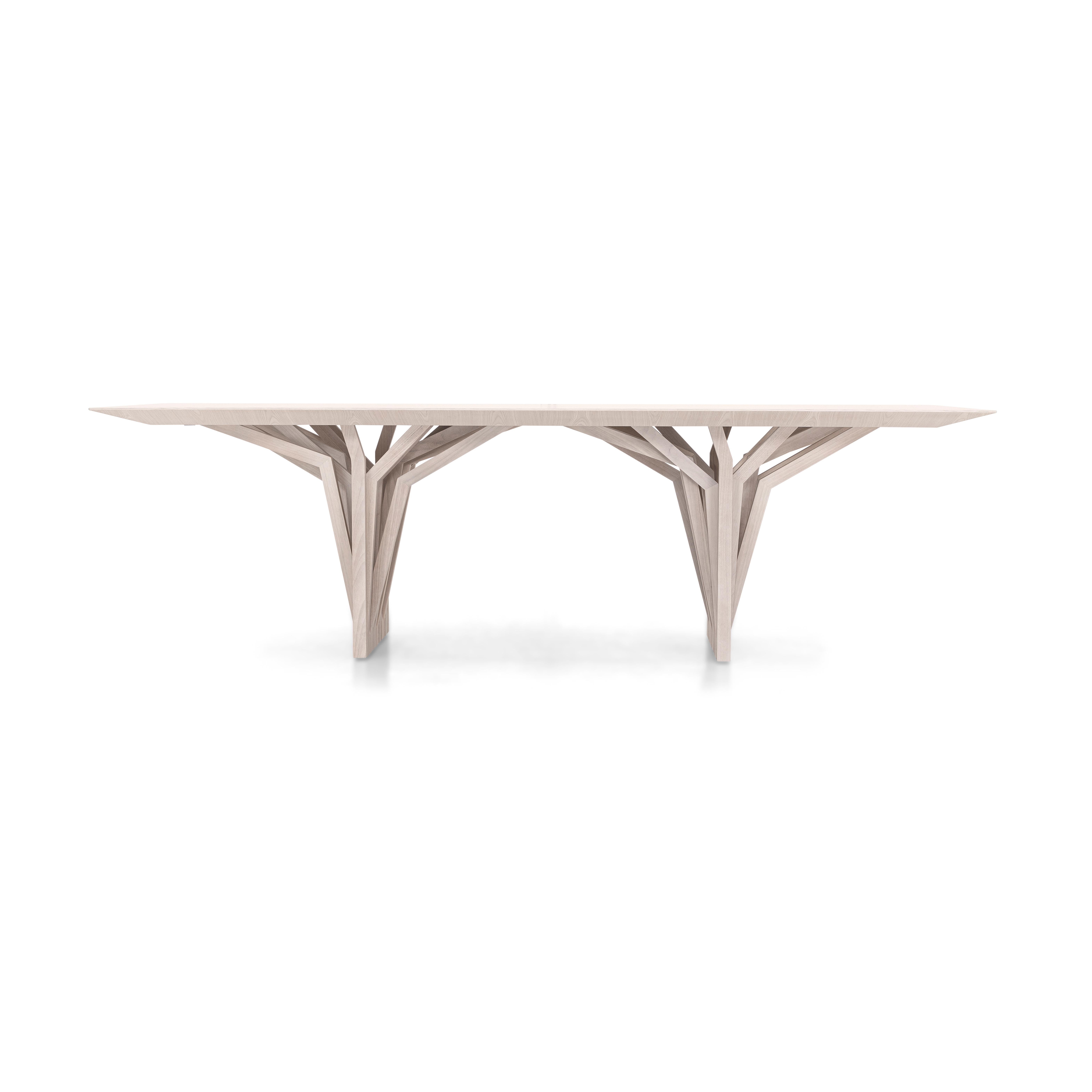 Moderne Table de salle à manger en chêne Dover avec plateau plaqué de 118 pouces - Collection Radi en vente