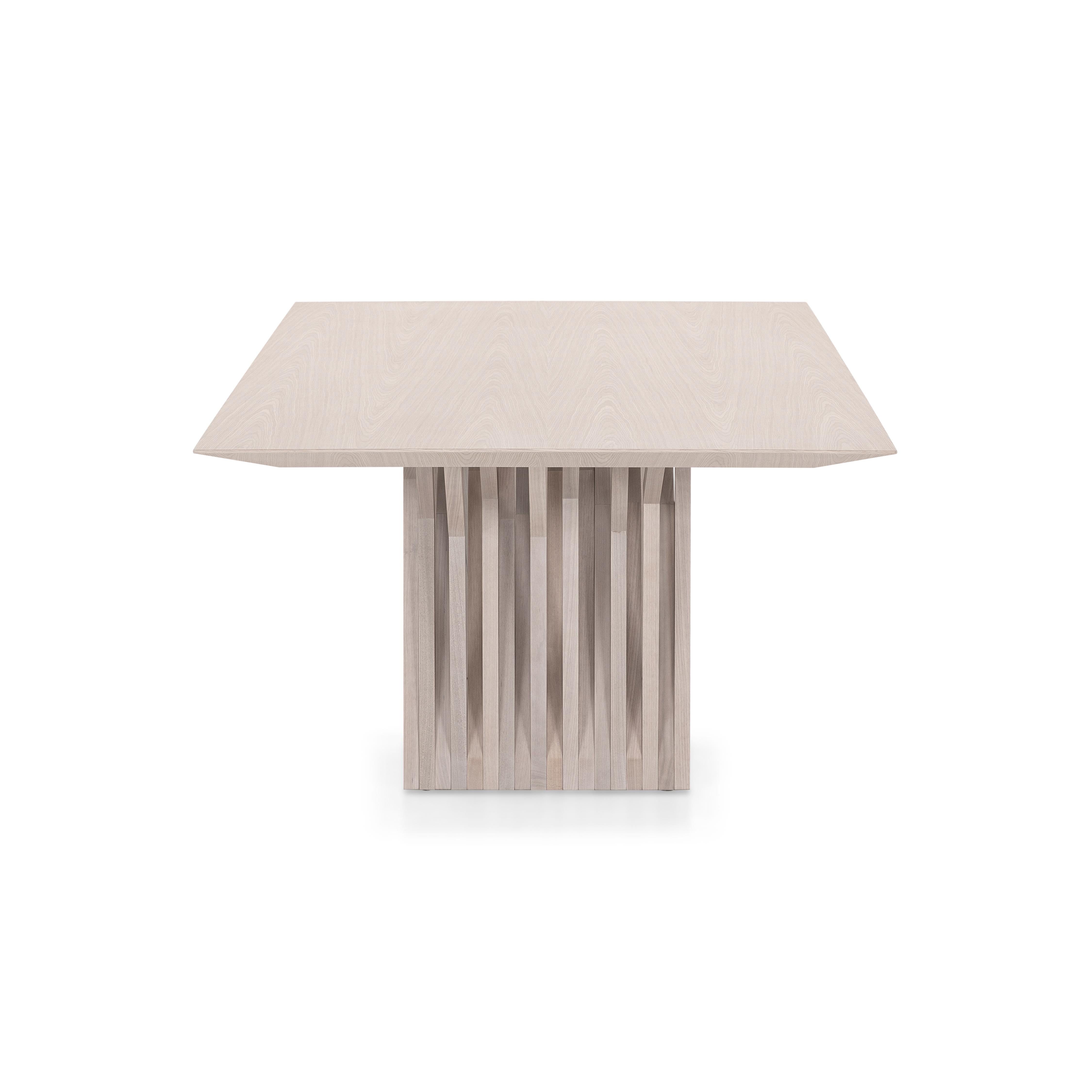 Table de salle à manger personnalisable de 98 pouces avec finition en chêne doré et base en racine, Radi Line en vente 1