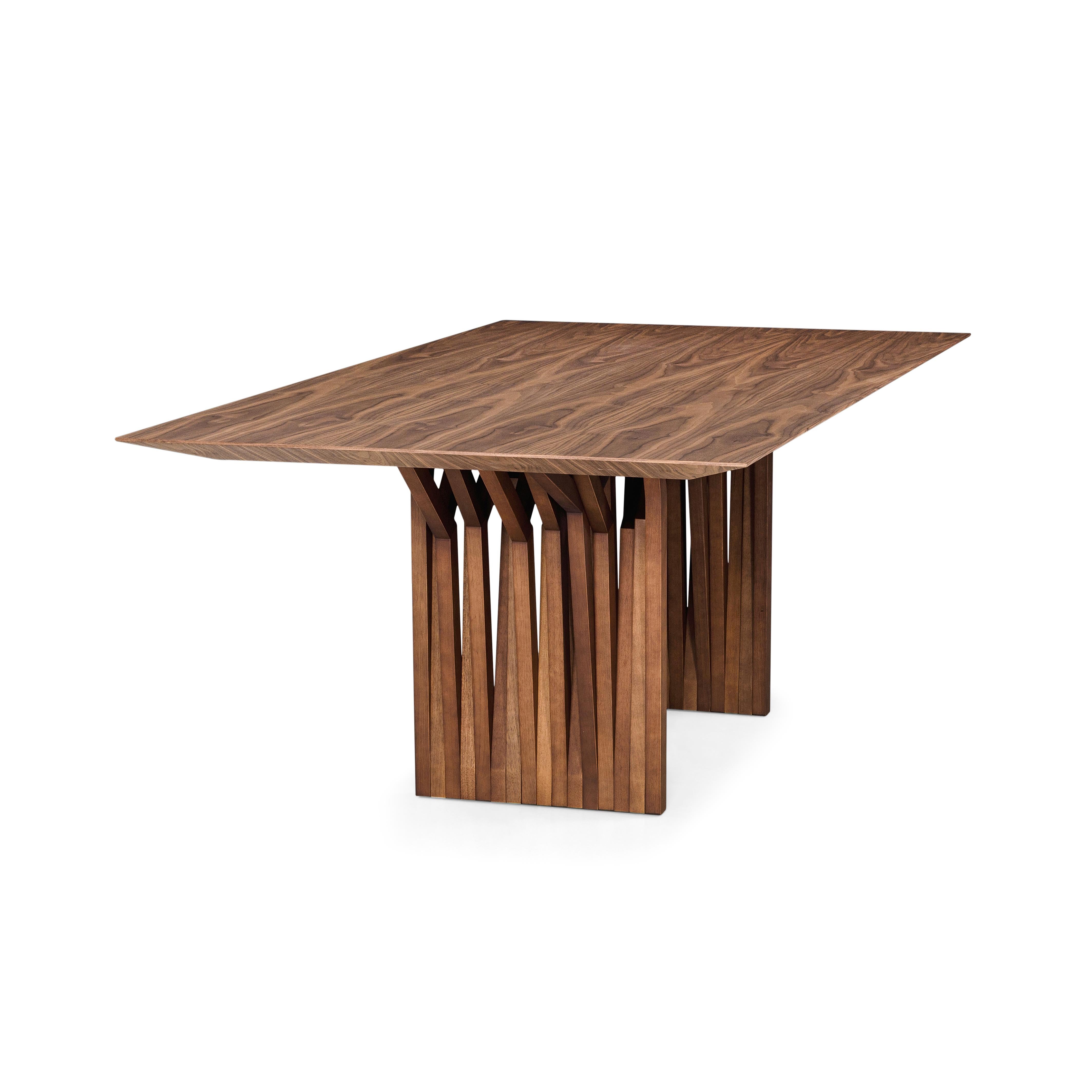 Brazilian Dining Table with 118-Inch Walnut Veneer Top and Sculptural Root Base - Radi For Sale