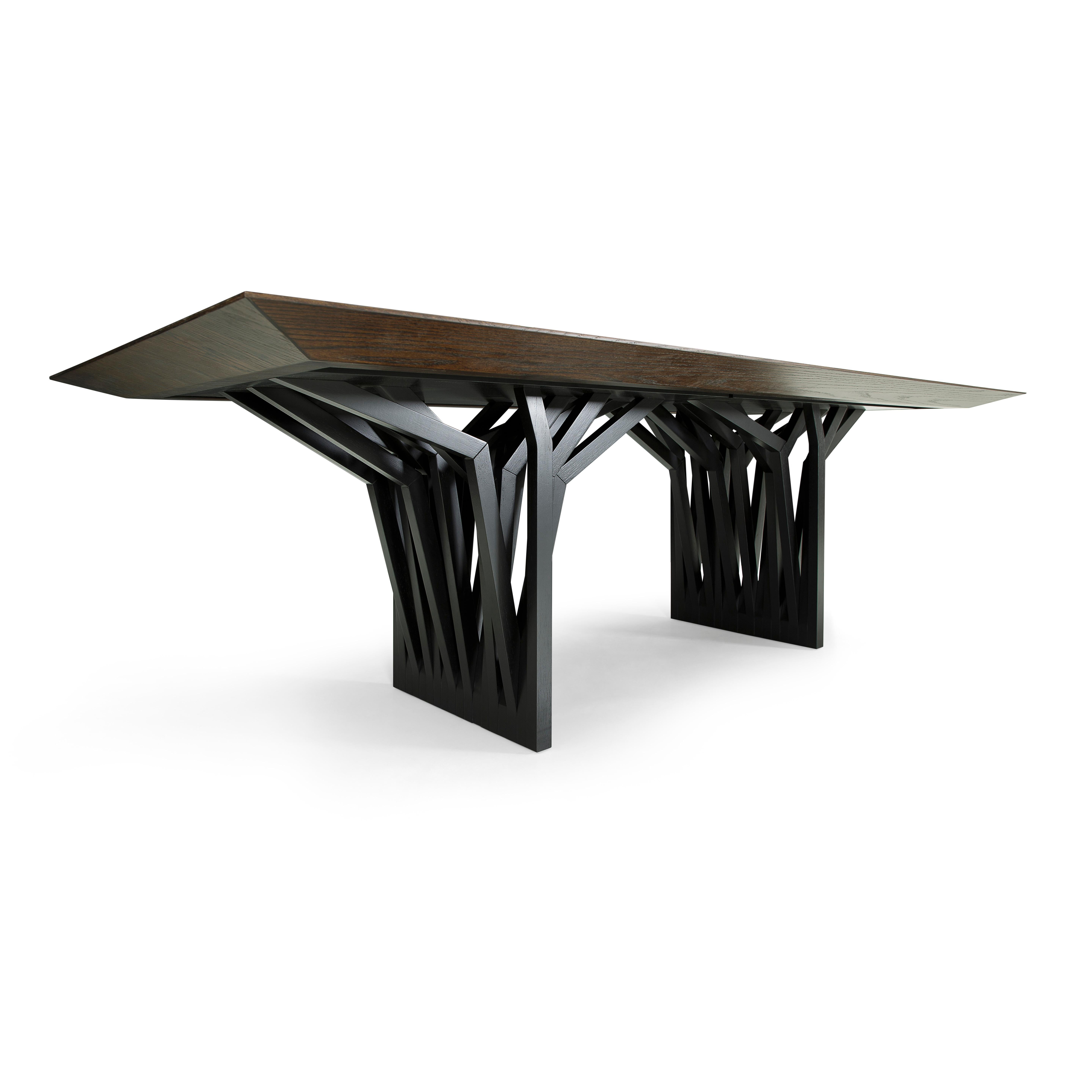 Radi Dining Table with Dark Oak Wood Veneered Table Top 98'' In New Condition For Sale In Miami, FL