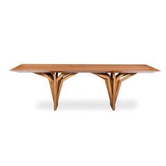 Dining Table with Almond Oak Wood Veneered 98-Inch Top - Radi Collection