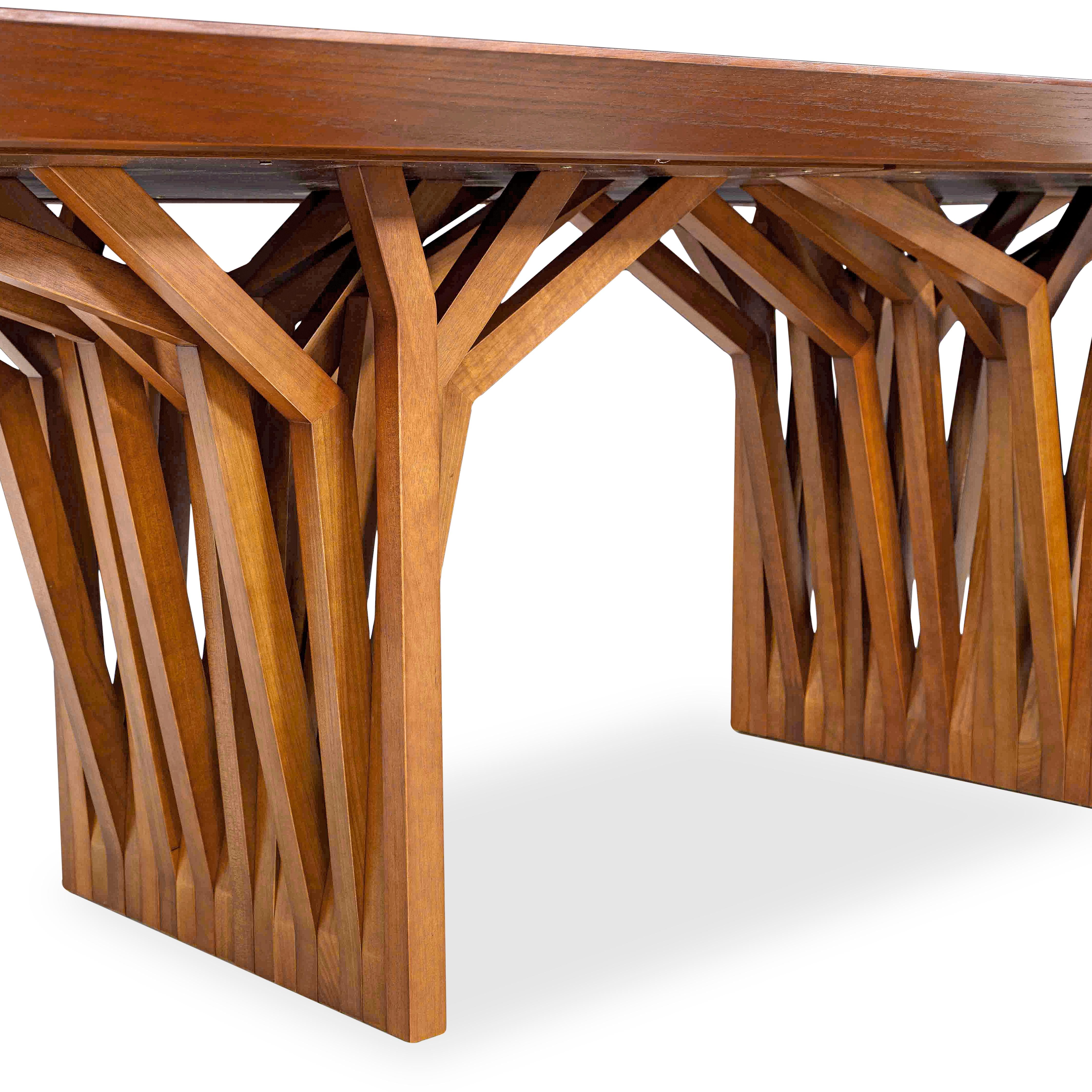 Table de salle à manger Oak avec plateau plaqué en chêne amande 98''. en vente 1