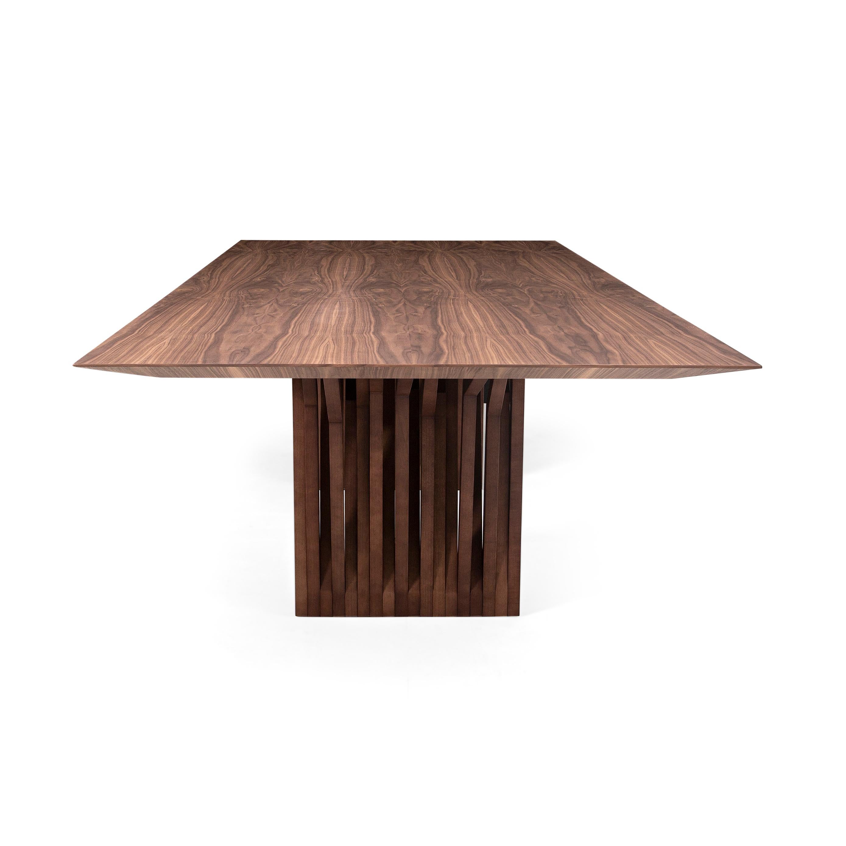 Radi Dining Table with Walnut Wood Veneered Table Top 118'' In New Condition For Sale In Miami, FL