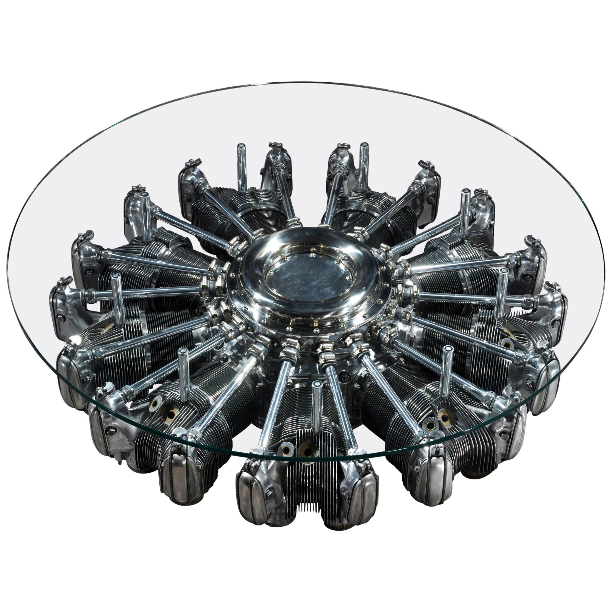 Radial Aircraft Engine Coffee Table For Sale