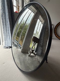 Radial Antiquing Ferrara Convex Wall Mirror Framed 59"/150cms Black frame