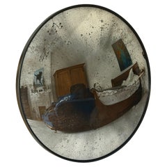 Radial Antiquing Ferrara Convex Wall Mirror Framed 59"/150cms Black frame