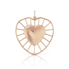Radial Heart Charm 18 Karat Yellow Gold