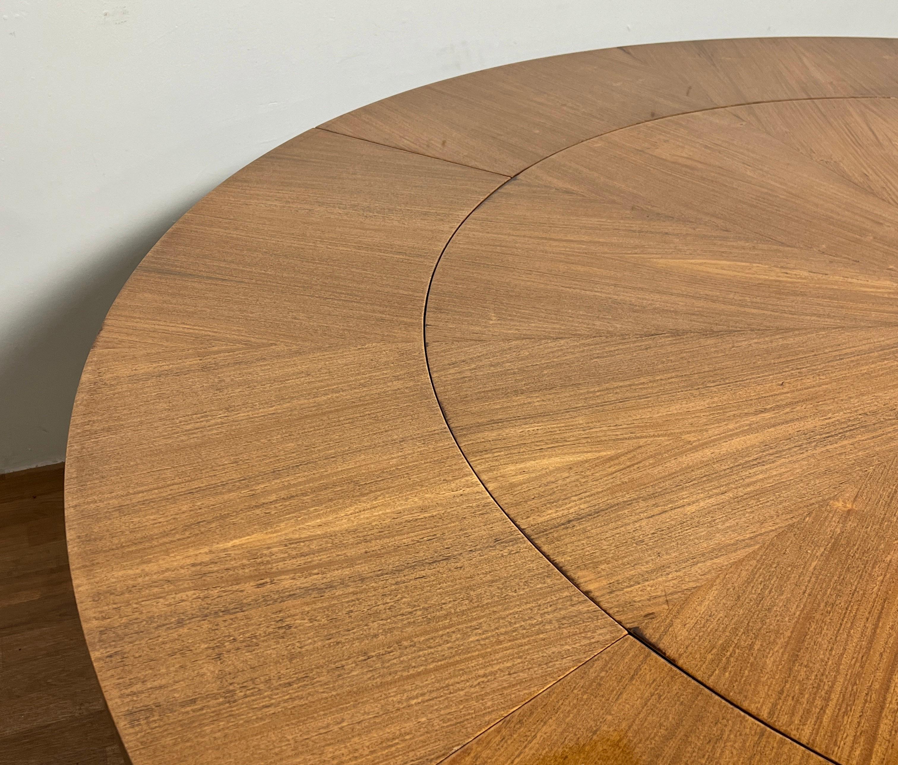 Radial Mahogany Expandable Dining Table in Manner of Karl Springer, Ca. 1970s 3