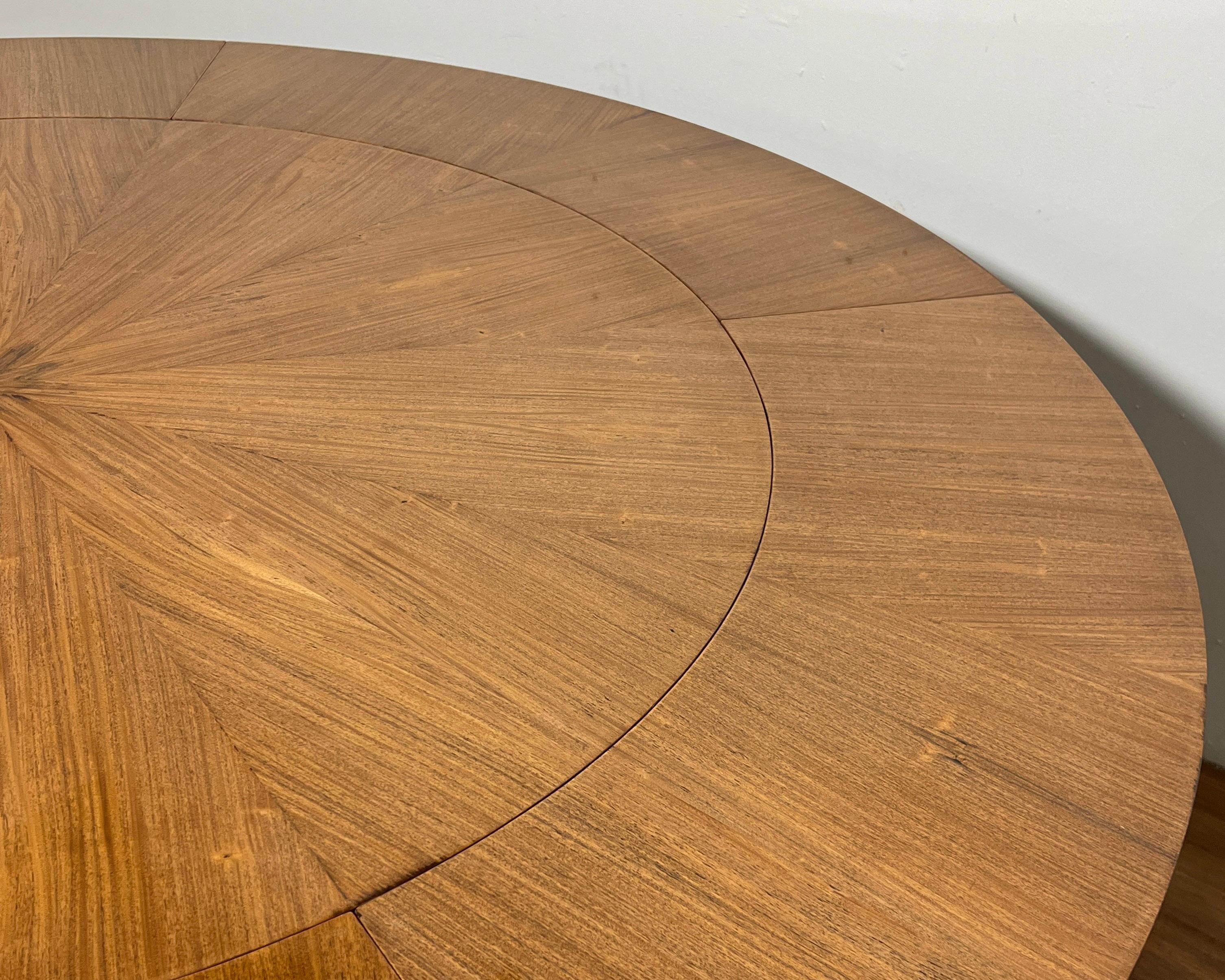 Radial Mahogany Expandable Dining Table in Manner of Karl Springer, Ca. 1970s 4