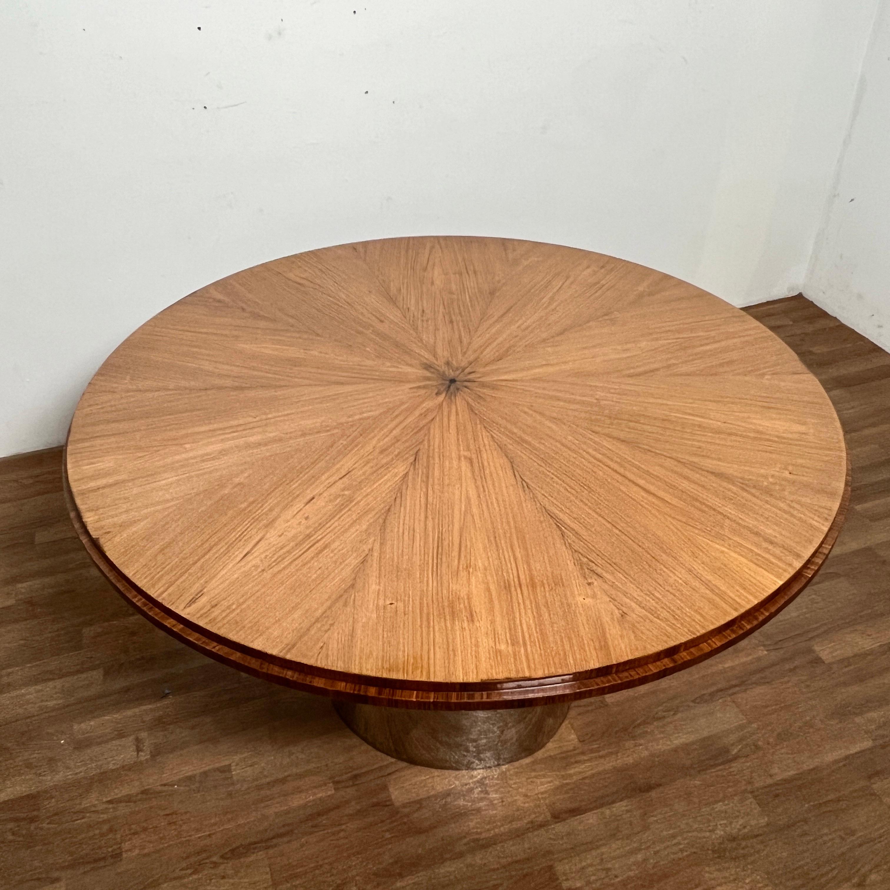 Mid-Century Modern Radial Mahogany Expandable Dining Table in Manner of Karl Springer, Ca. 1970s