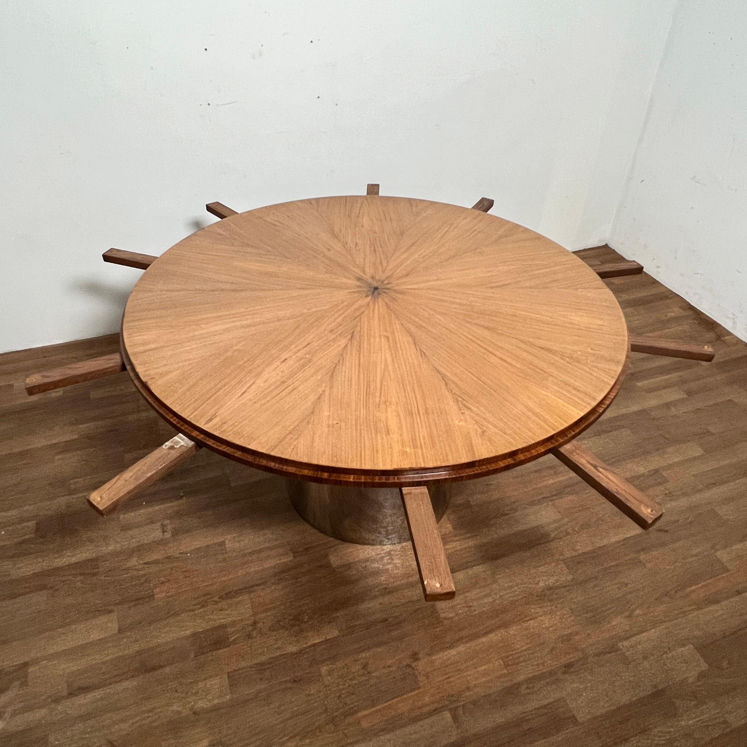 Late 20th Century Radial Mahogany Expandable Dining Table in Manner of Karl Springer, Ca. 1970s