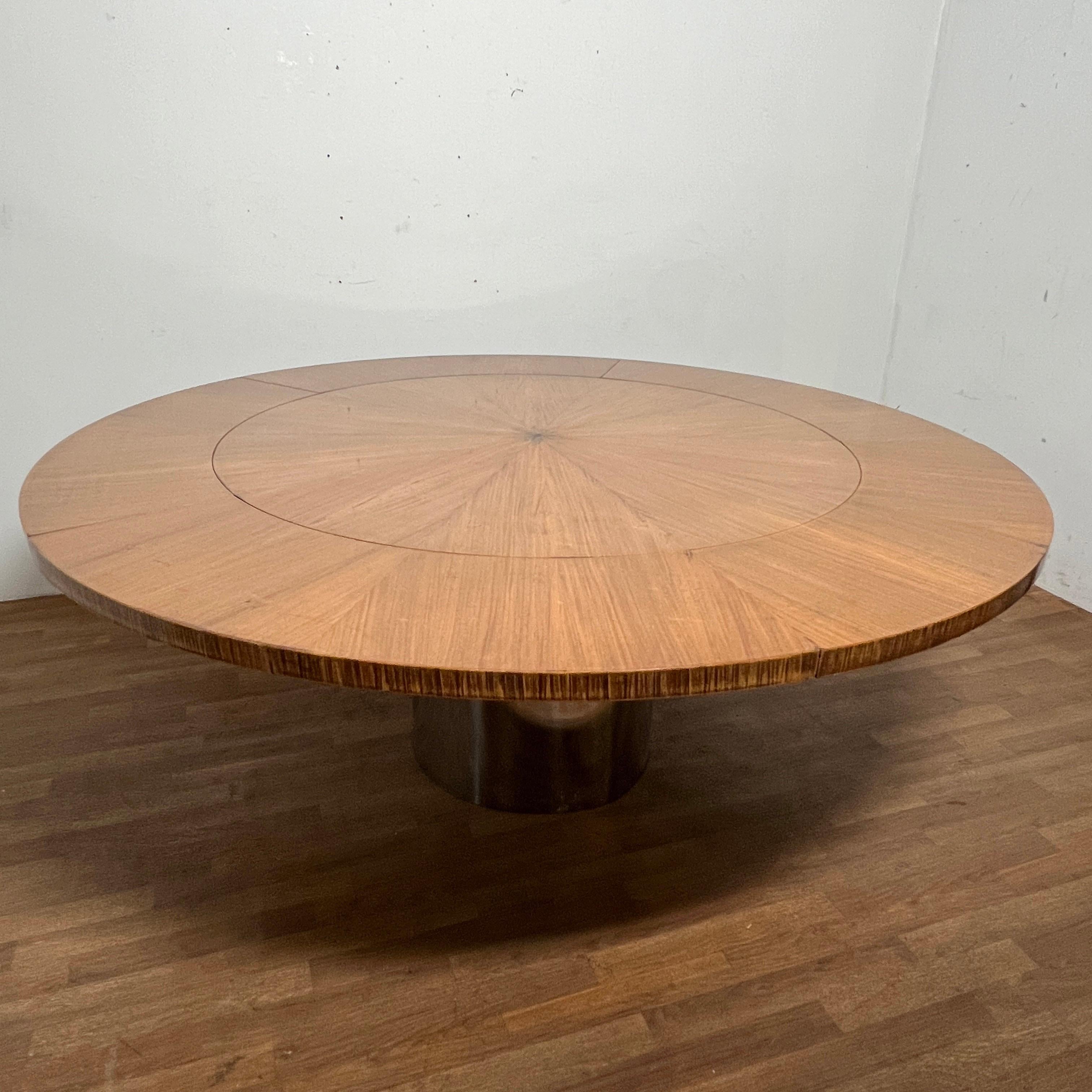 Radial Mahogany Expandable Dining Table in Manner of Karl Springer, Ca. 1970s 2