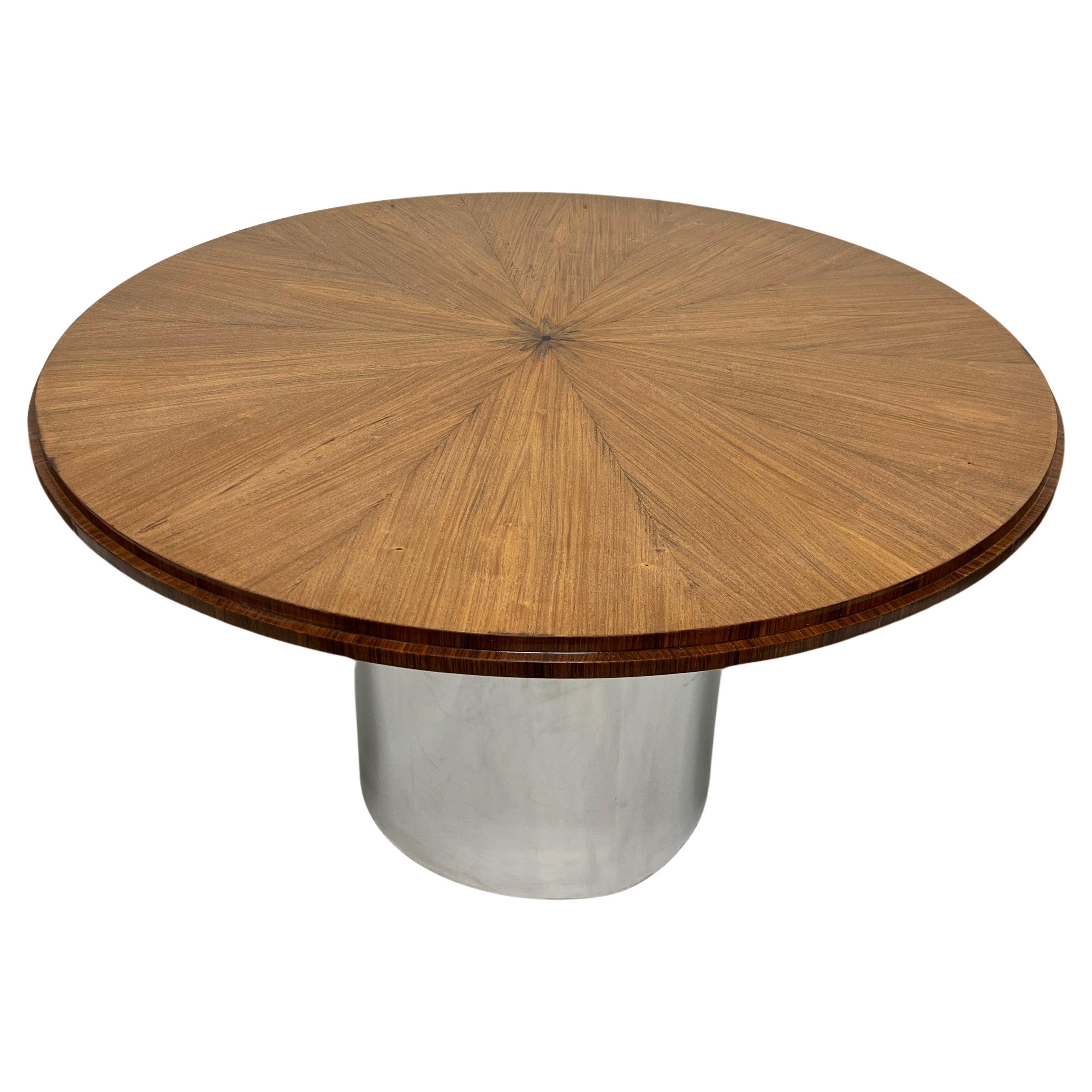 Radial Mahogany Expandable Dining Table in Manner of Karl Springer, Ca. 1970s