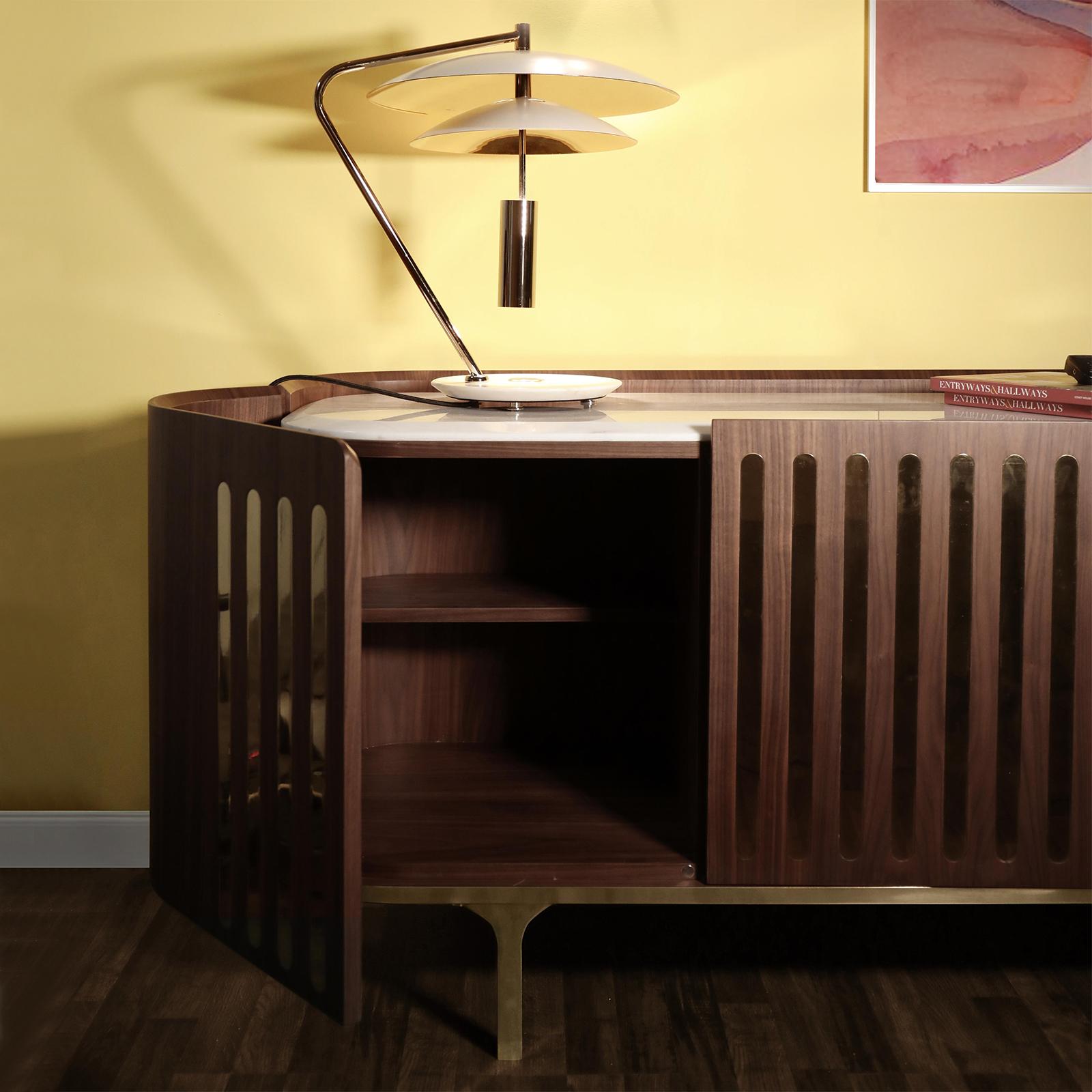 Radial Sideboard in Solid Walnut Wood For Sale 1