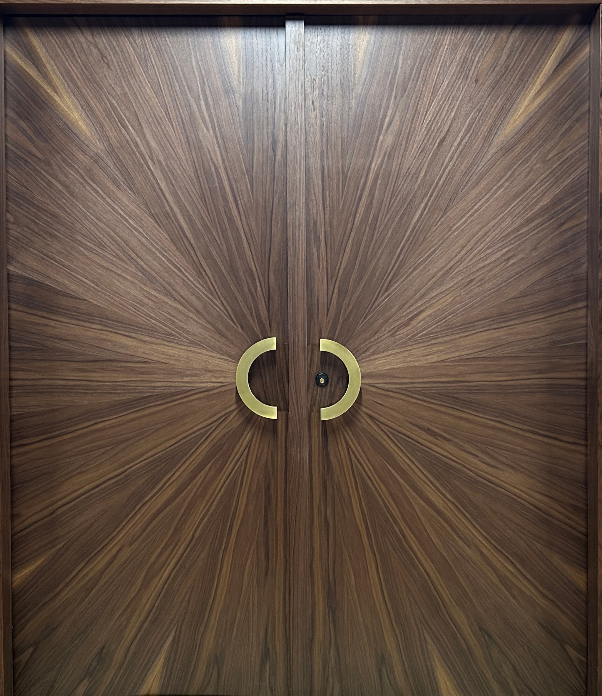 Radial Walnut Double Entry Residence Door Sunburst Modern