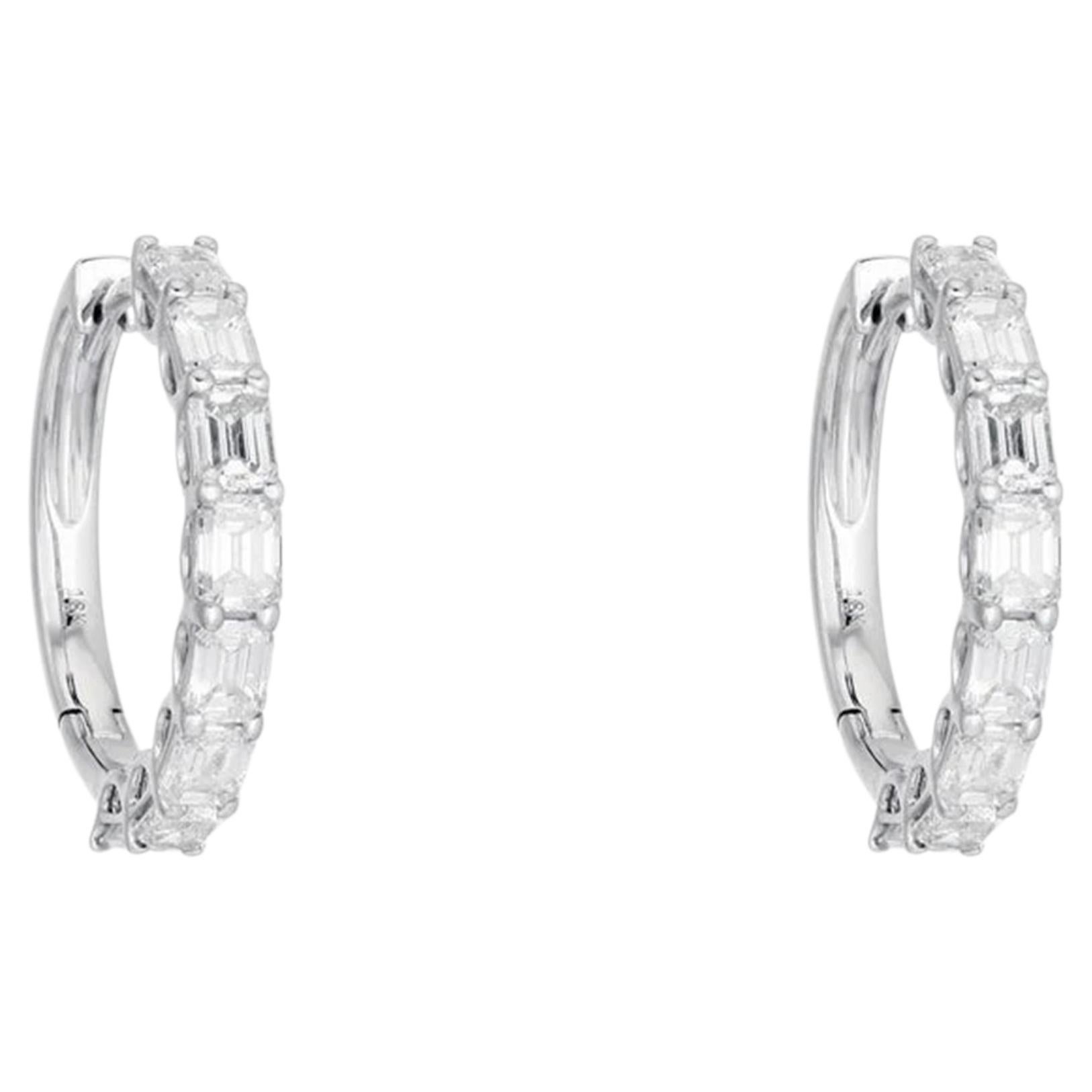 Pendientes de aro de oro blanco de 18 quilates con un diamante de 2,07 quilates
