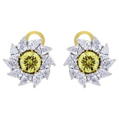 Radiance Diamond Stud Earrings '7.58 Carat Diamonds' in Platinum & Gold