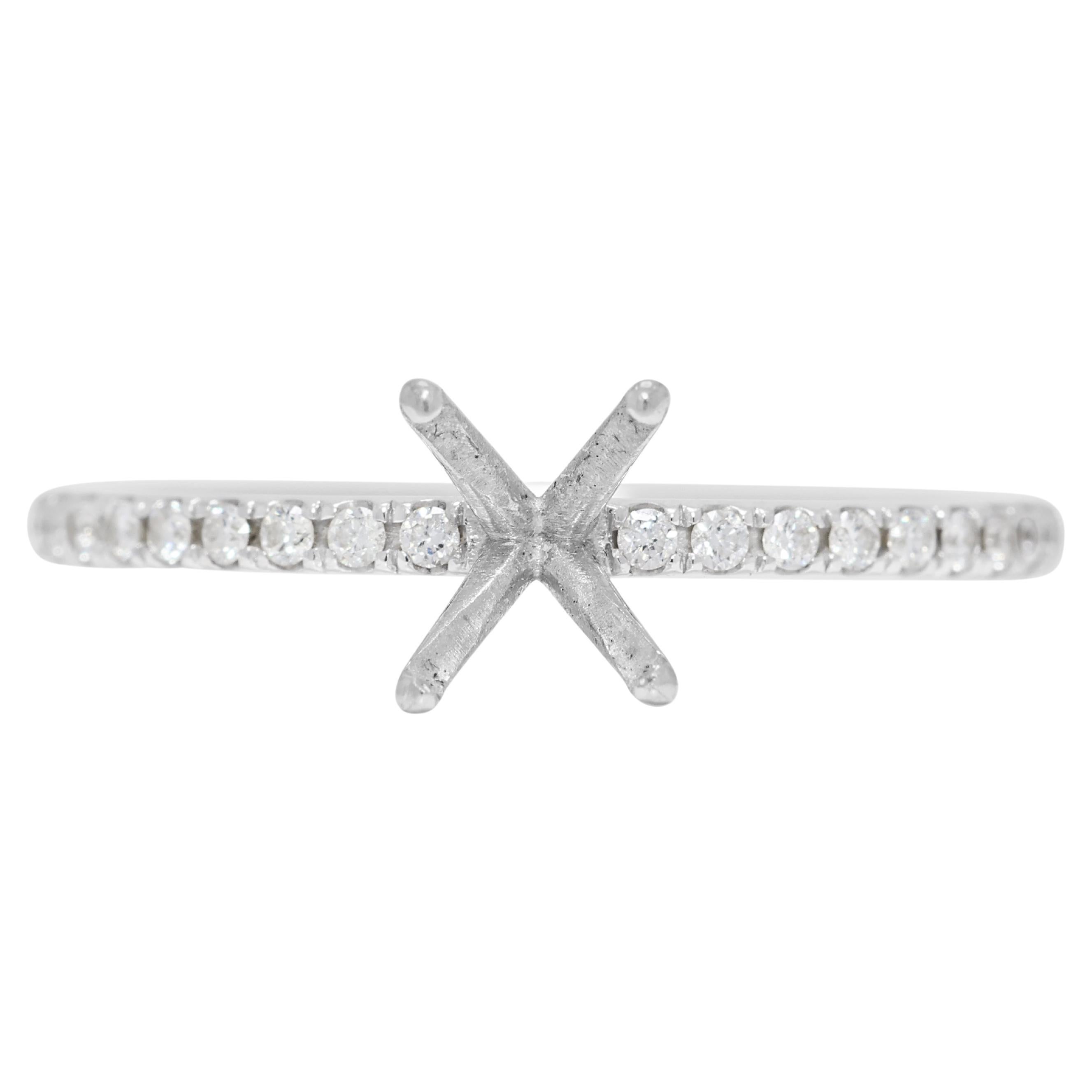 Radiant 0.15ct Natural Diamond Ring Setting in 18K White Gold