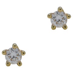 Radiant 0.20ct Diamonds Stud Earrings in 20K Yellow Gold
