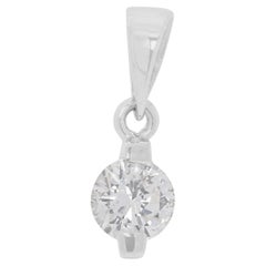 Pendentif solitaire en or blanc 18 carats avec diamant naturel de 0,20 ct radieux