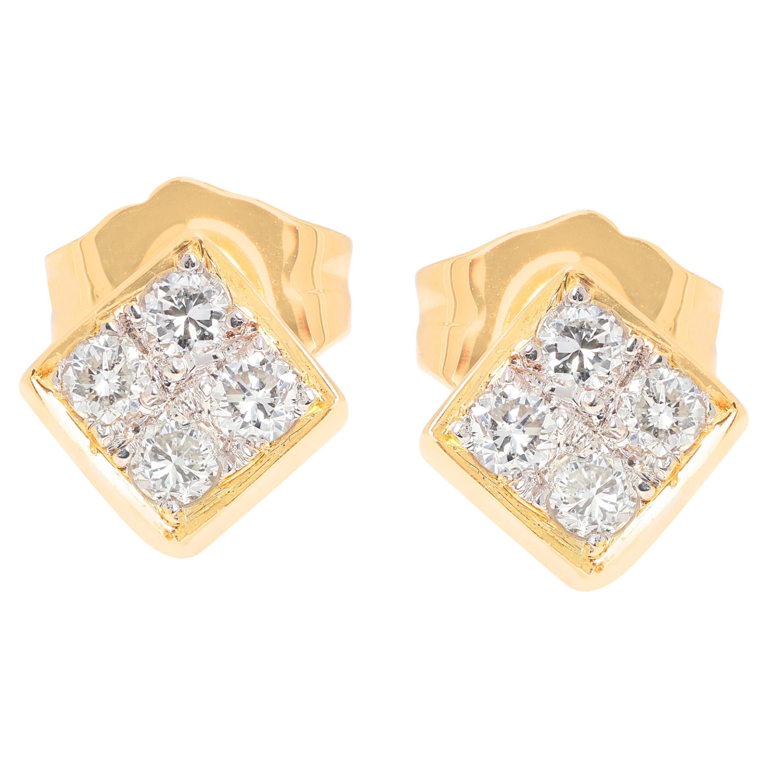 Radiosi orecchini con diamanti naturali da 0,24 carati in oro giallo 18K in vendita