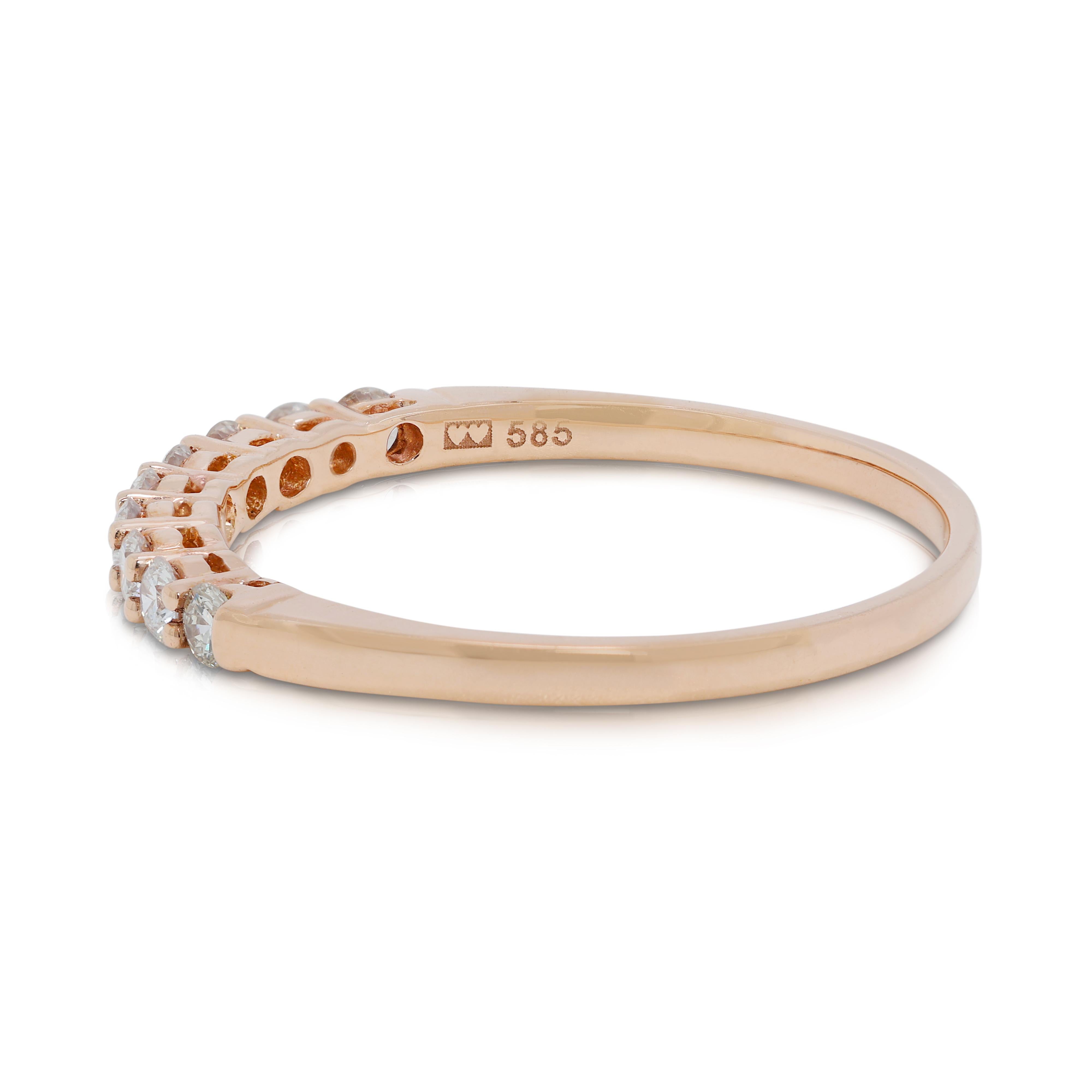 Anello mezza eternità con diamanti naturali da 0,27 carati in oro rosa 14K In condizioni Nuovo in vendita a רמת גן, IL