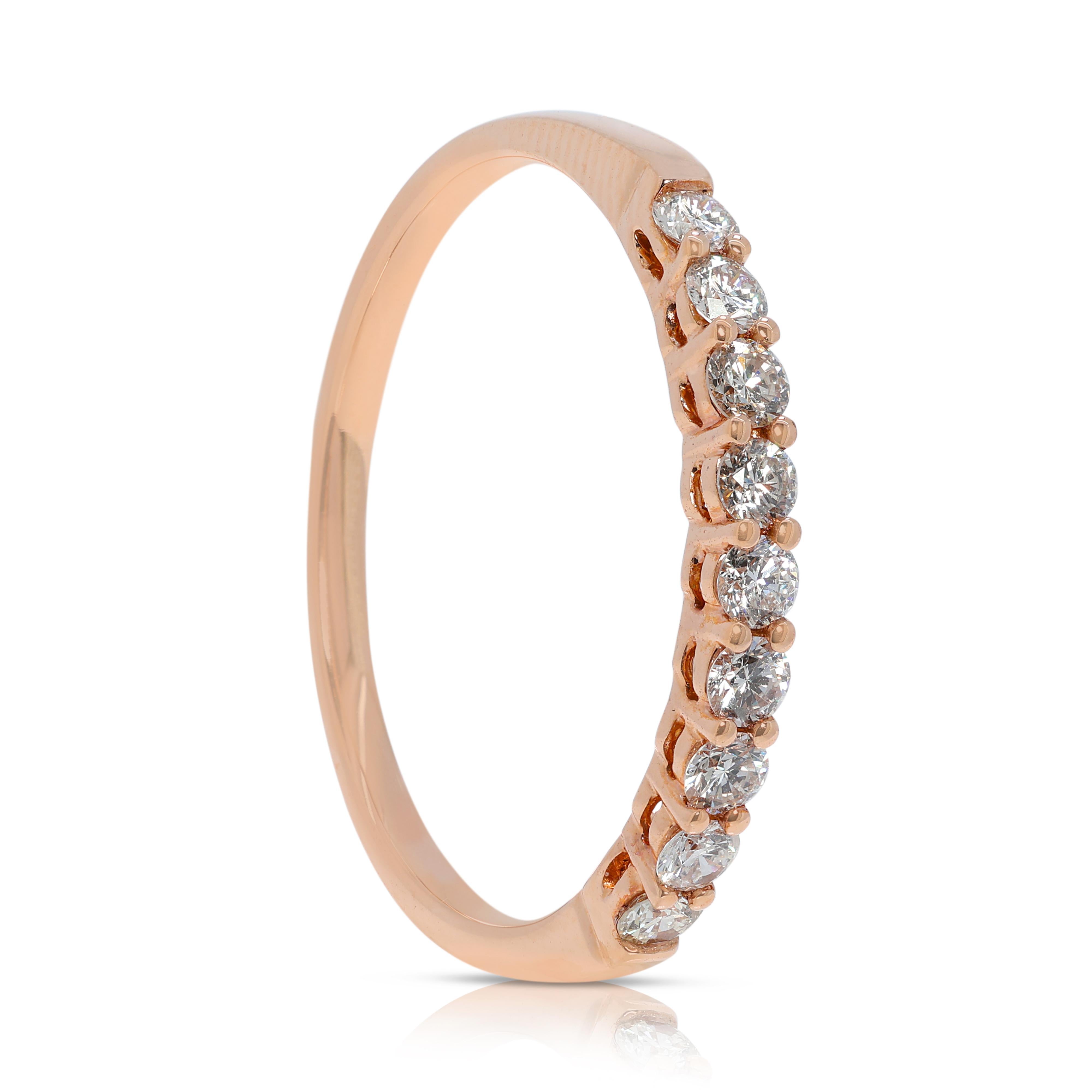Donna Anello mezza eternità con diamanti naturali da 0,27 carati in oro rosa 14K in vendita