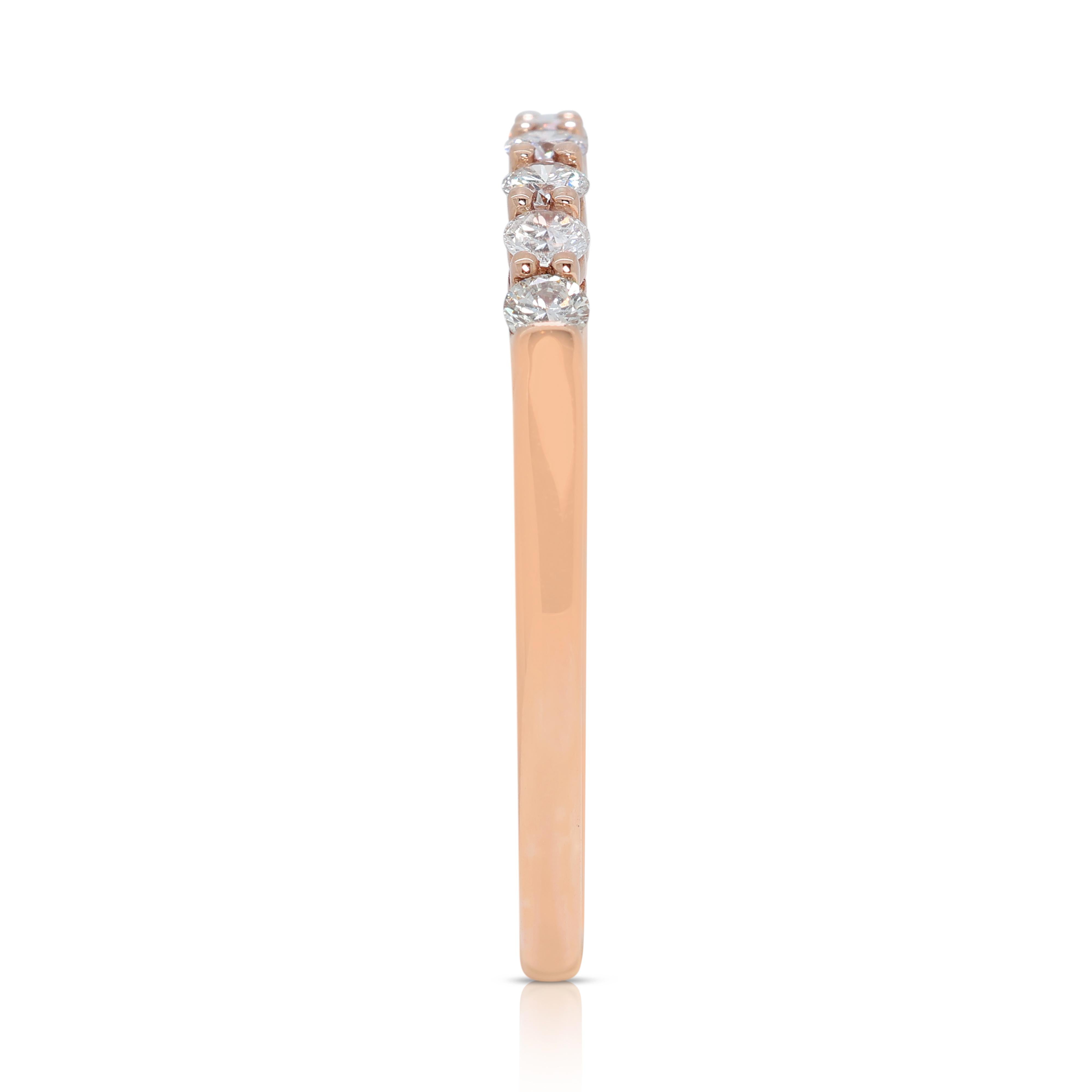 Anello mezza eternità con diamanti naturali da 0,27 carati in oro rosa 14K in vendita 1