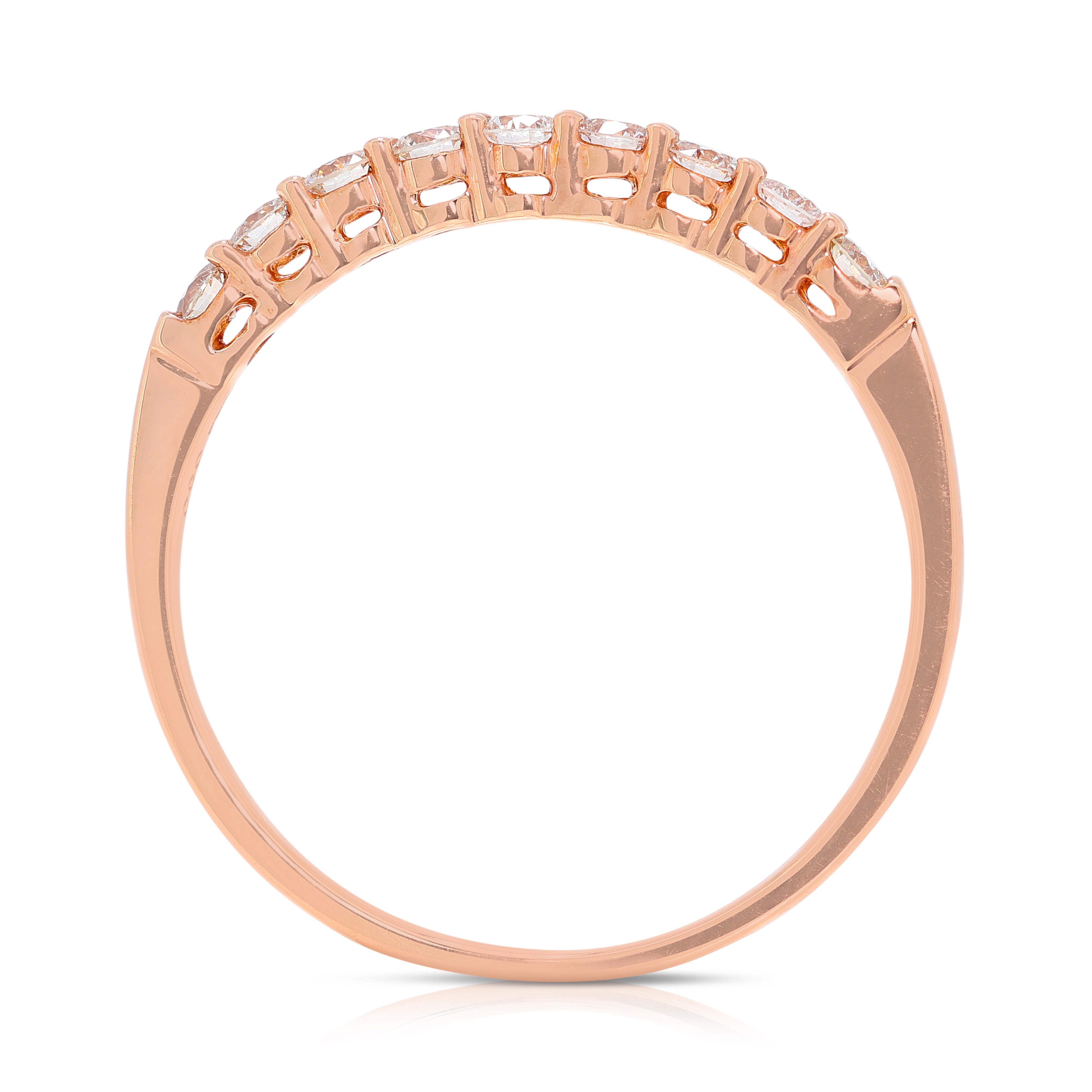 Anello mezza eternità con diamanti naturali da 0,27 carati in oro rosa 14K in vendita 2