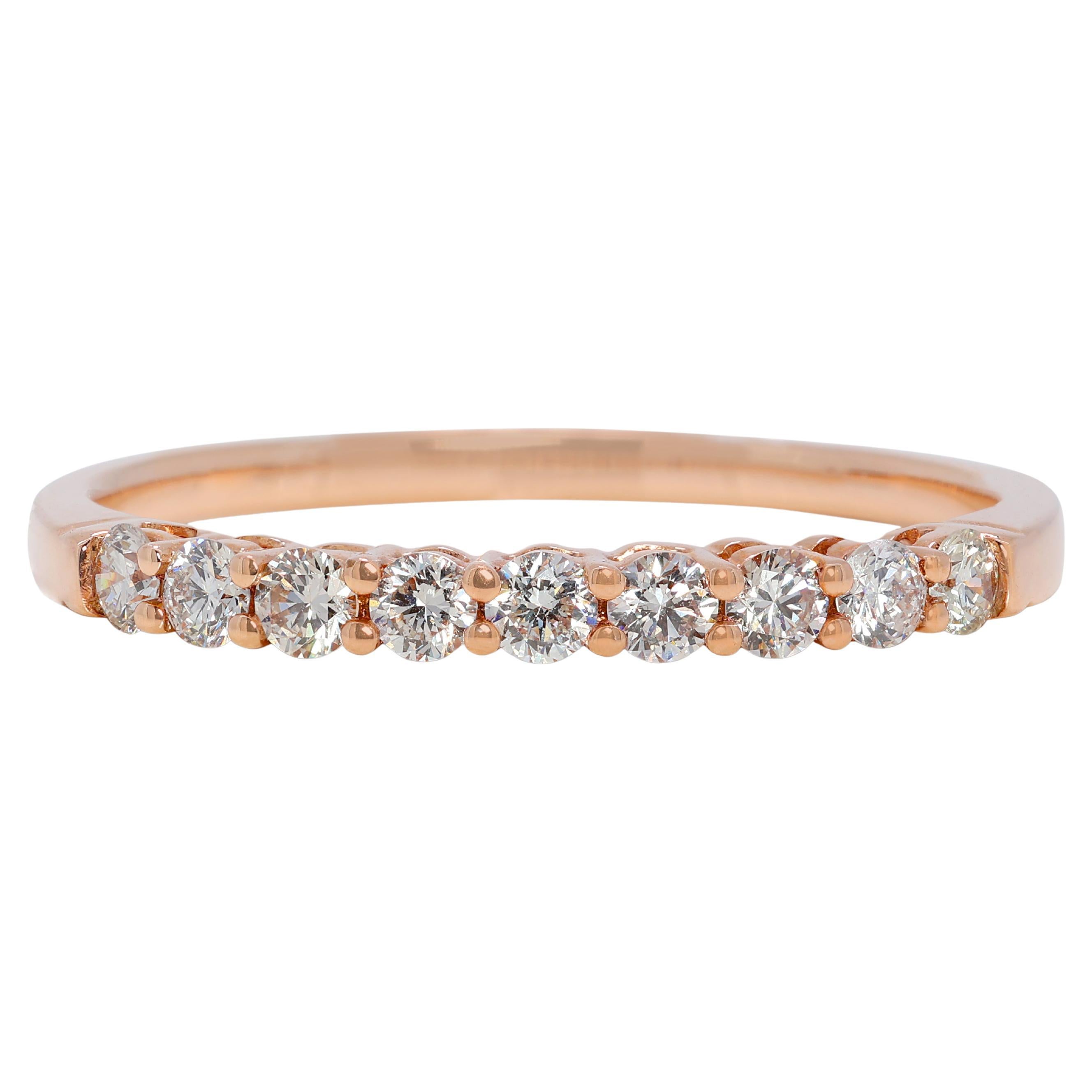 Anello mezza eternità con diamanti naturali da 0,27 carati in oro rosa 14K