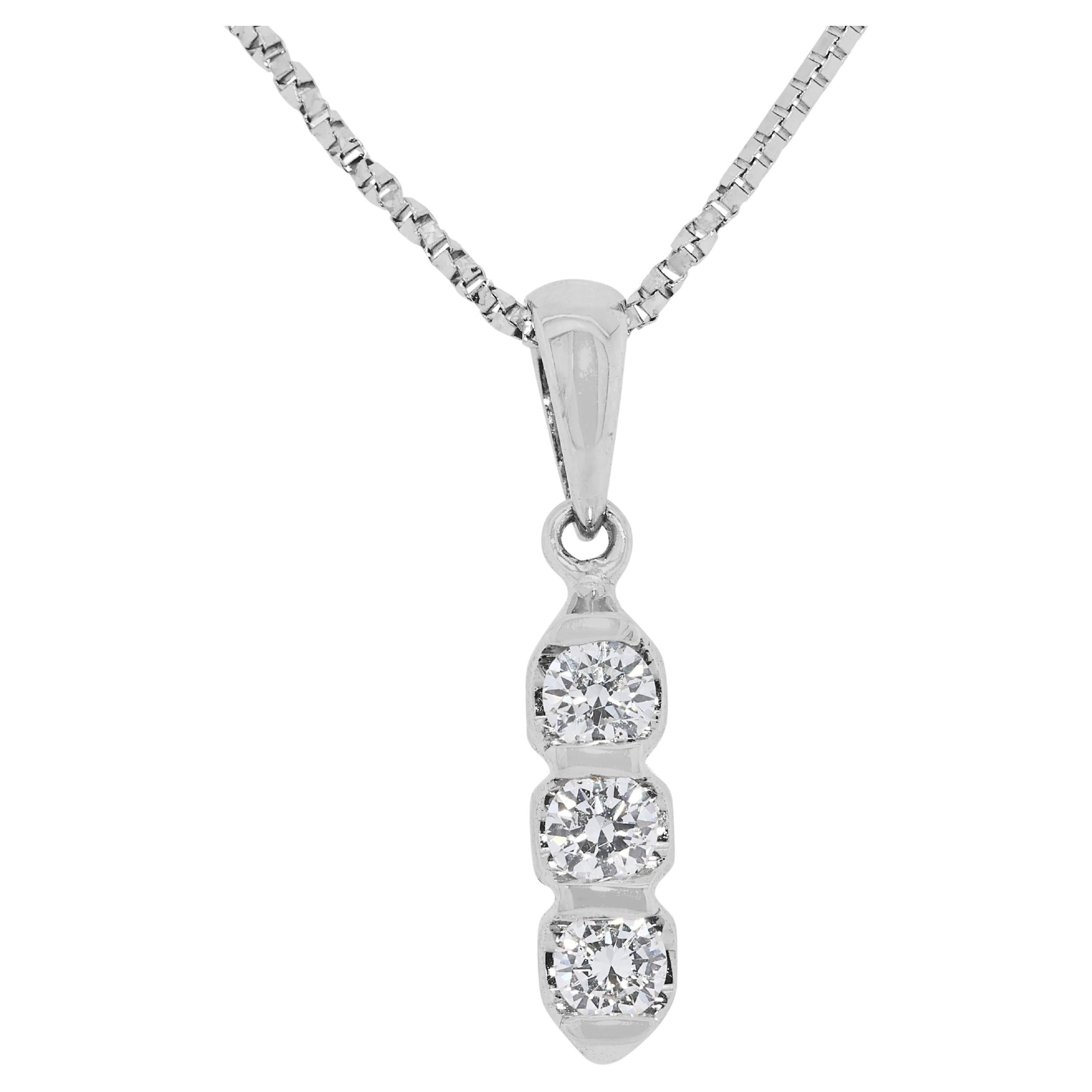 Radiant 0.2ct Natural Diamonds Necklace in 18K White Gold