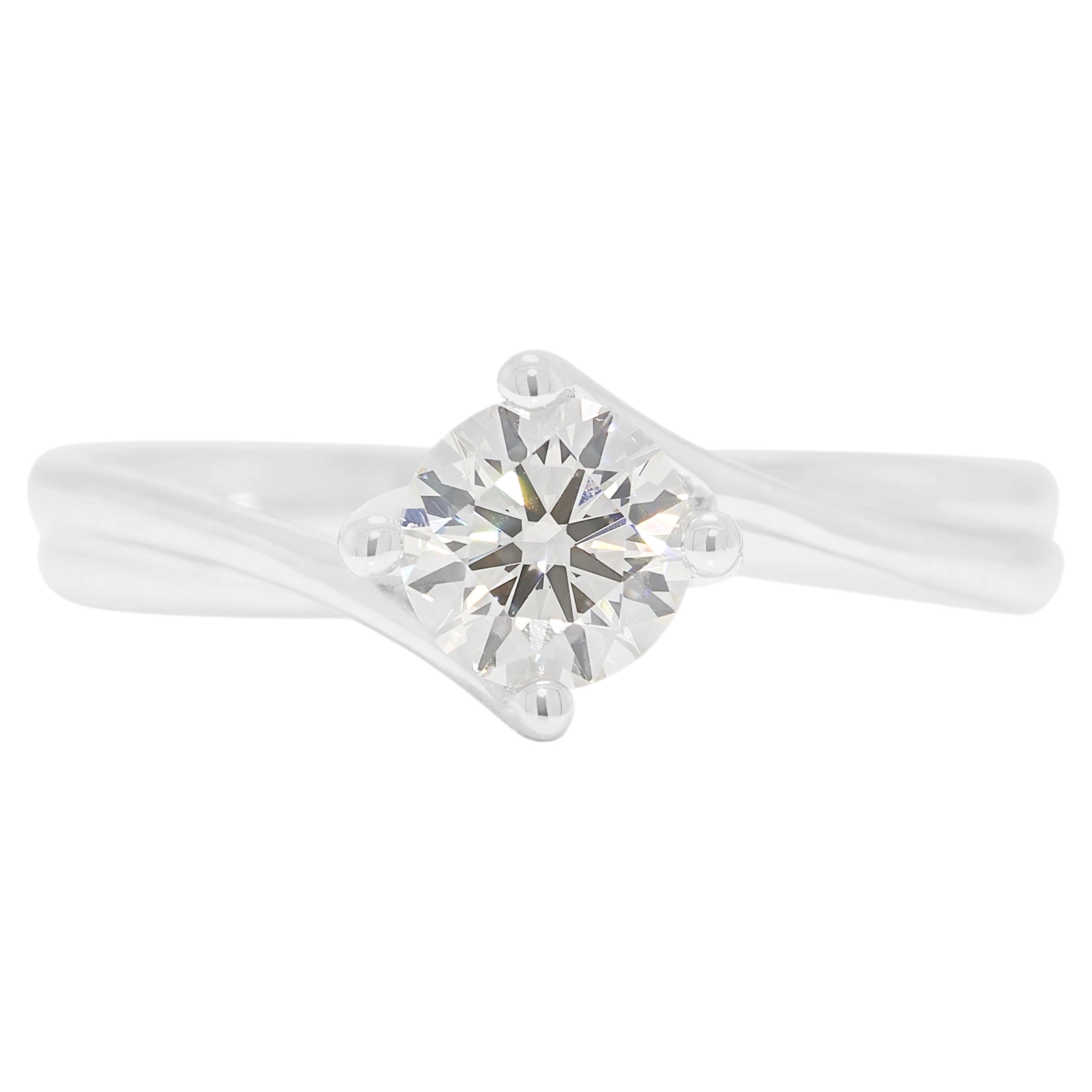 Radiant 0.44ct Diamond Solitaire Ring in 18K White Gold - SIGMA Certified