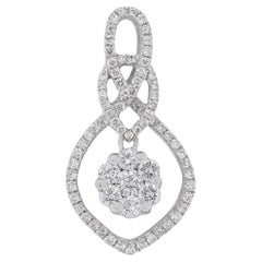 Radiant 0.4ct Pear-Shaped Halo Cluster Natural Diamond Pendant in 18K White Gold