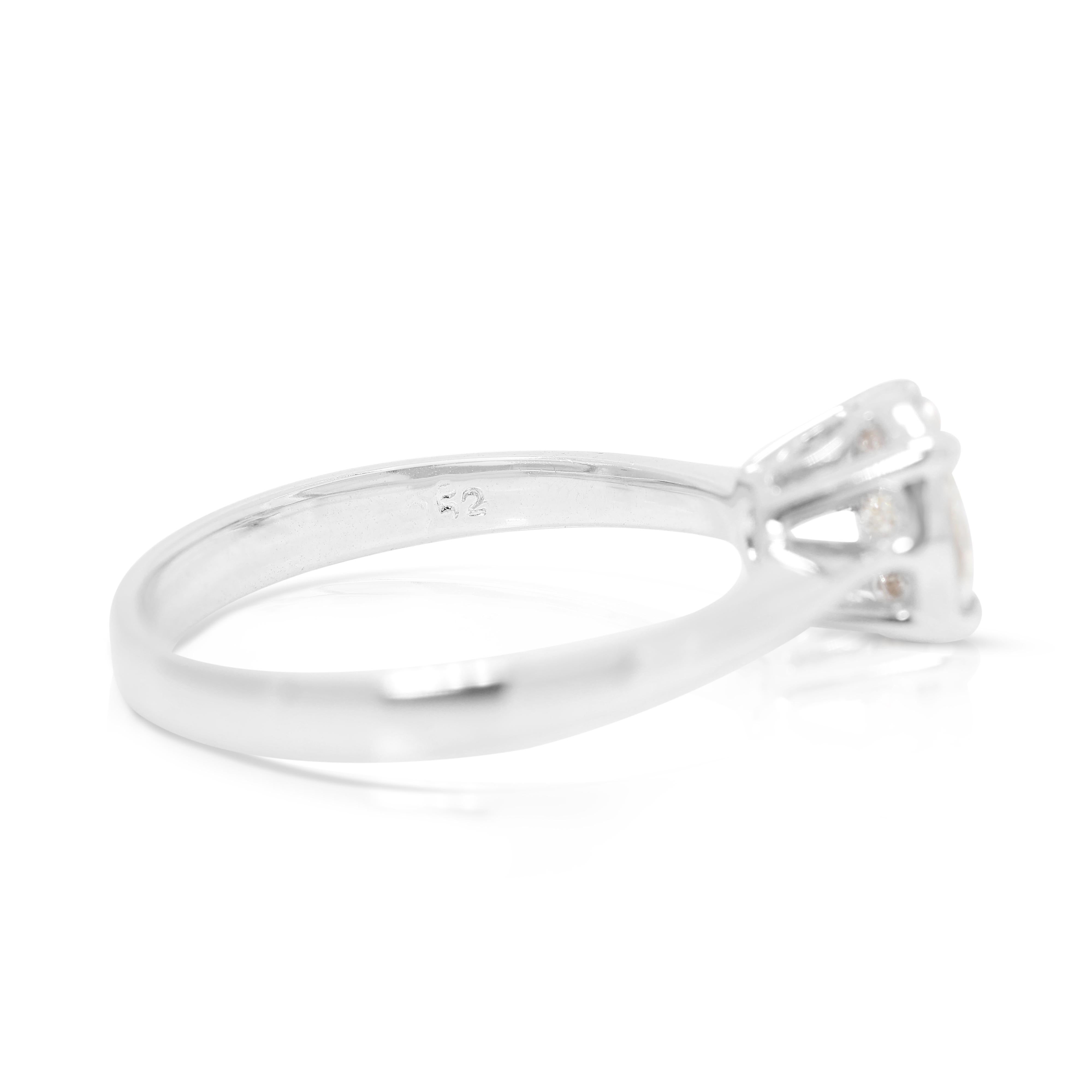 Pear Cut Radiant 0.52ct Pear and Marquise Shape Diamond Ring in 18K White Gold For Sale