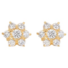 Radiant 0.55ct Natural Diamond Stud Earrings in 20K Yellow Gold